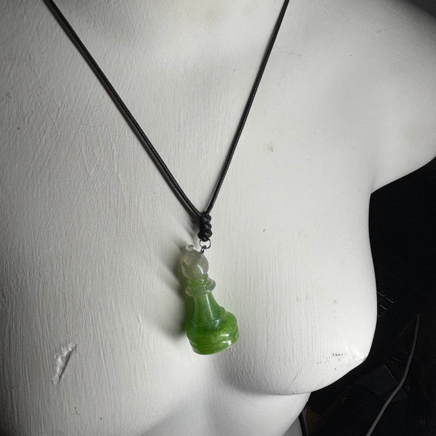 Sublime Green Bishop- Handmade Resin Chess Necklace