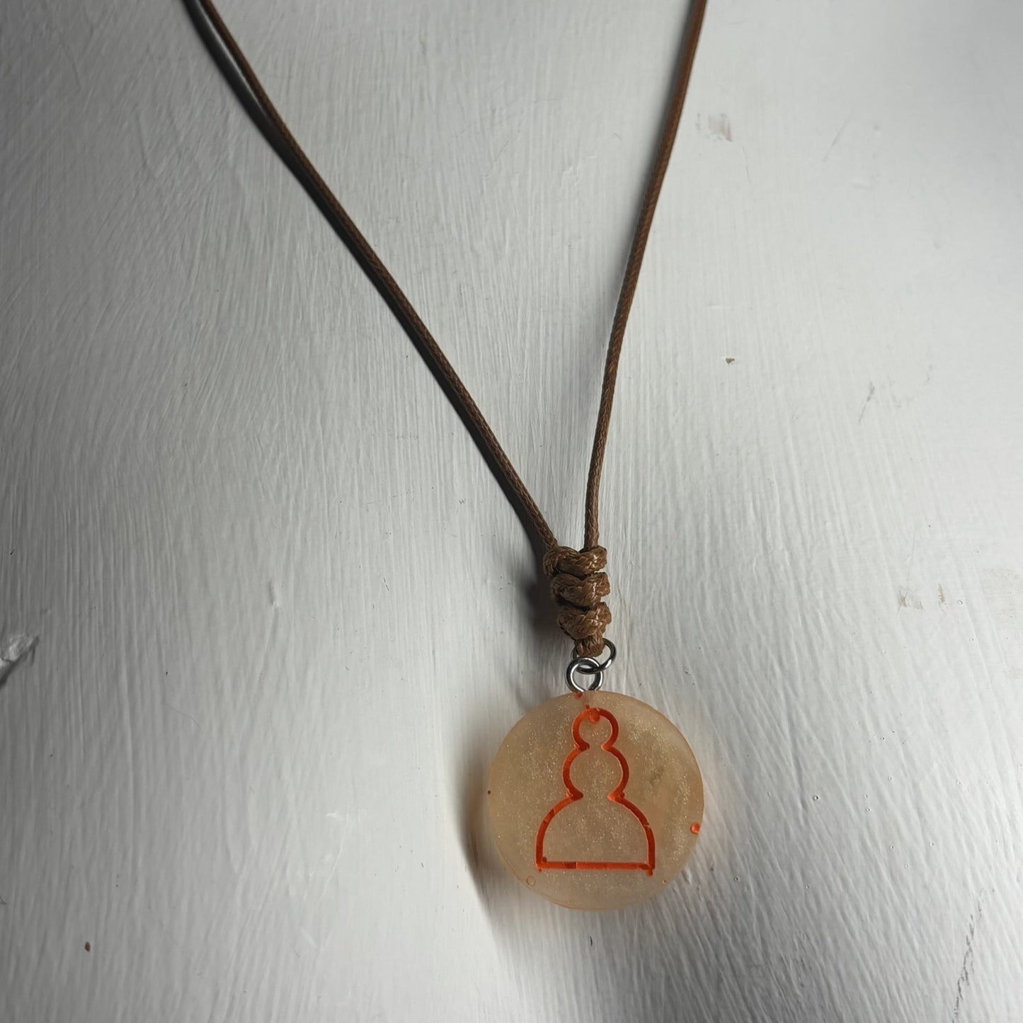 Cream Pawn - Handmade Resin Chess Necklace