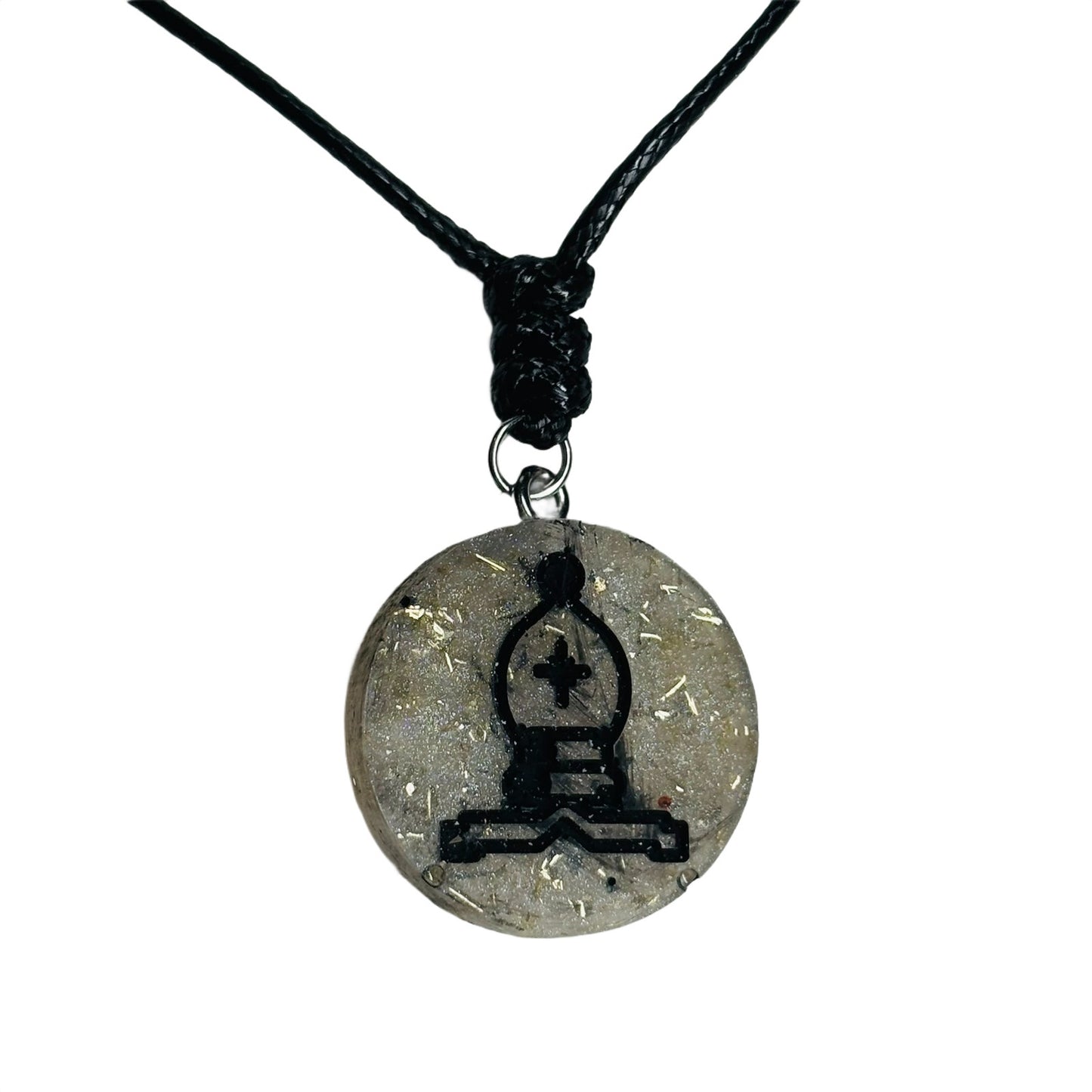 Crystal White Bishop - Handmade Resin Chess Necklace