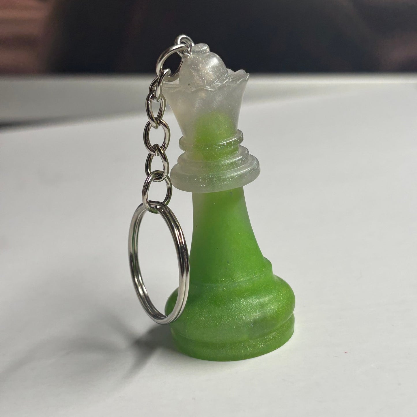 White/Green Queen - Handmade Resin Keychain