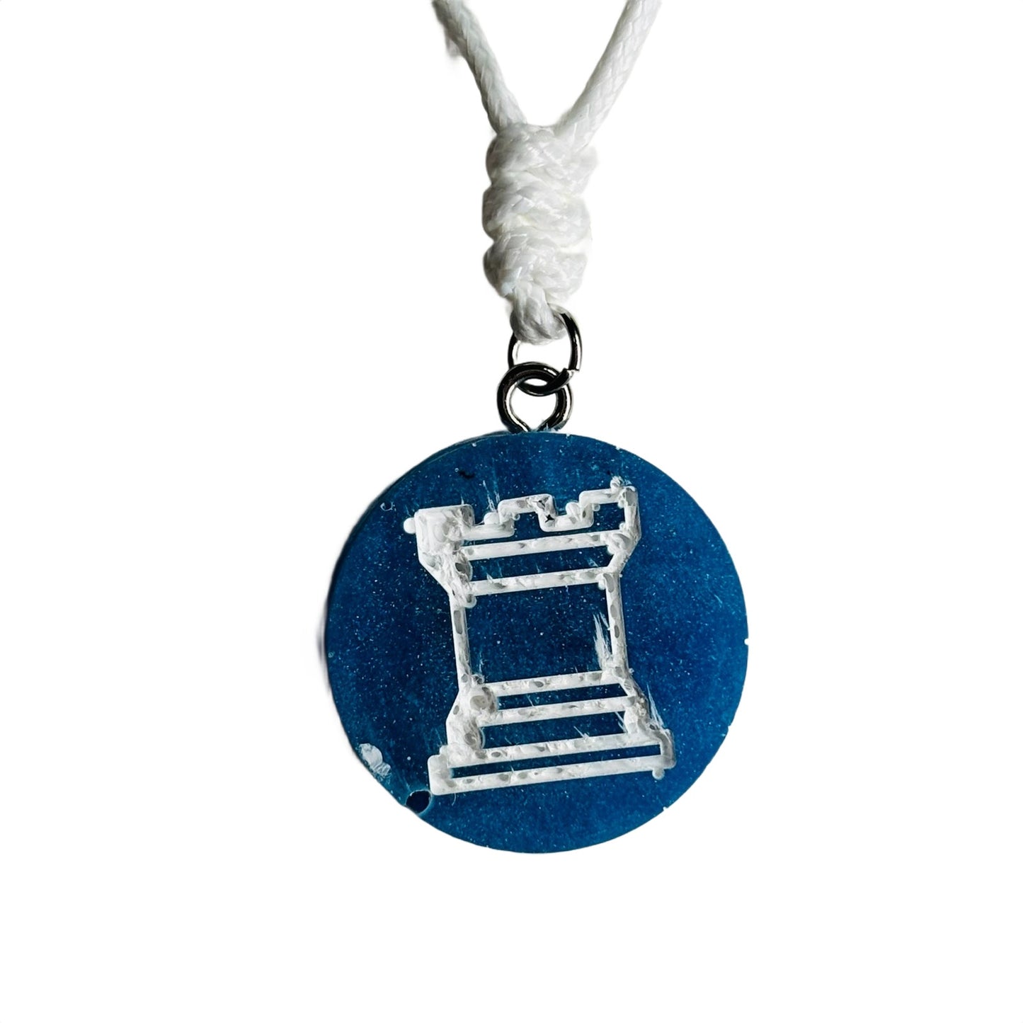 Blue Rook - Handmade Resin Chess Necklace