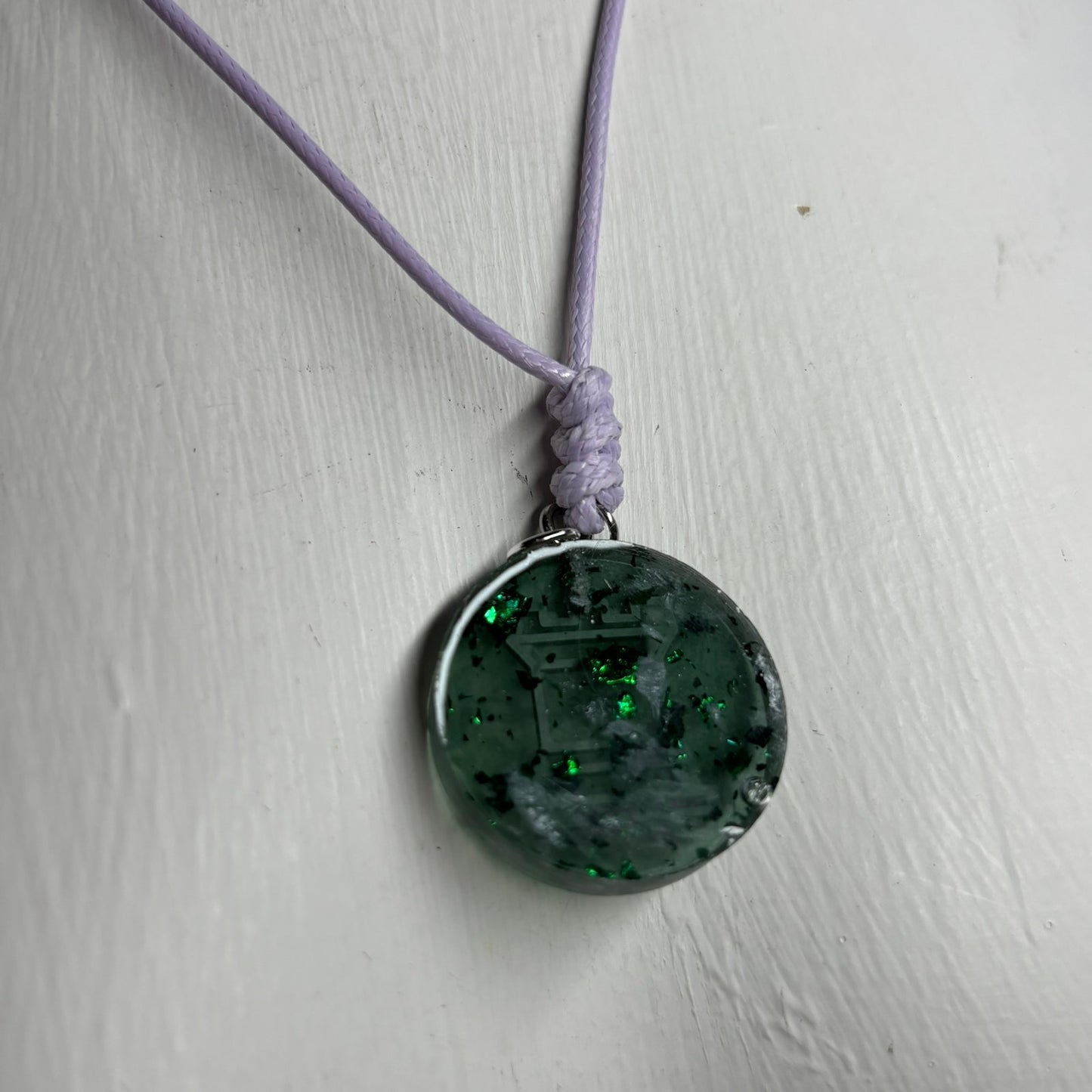 Crystal Green Rook - Handmade Resin Chess Necklace