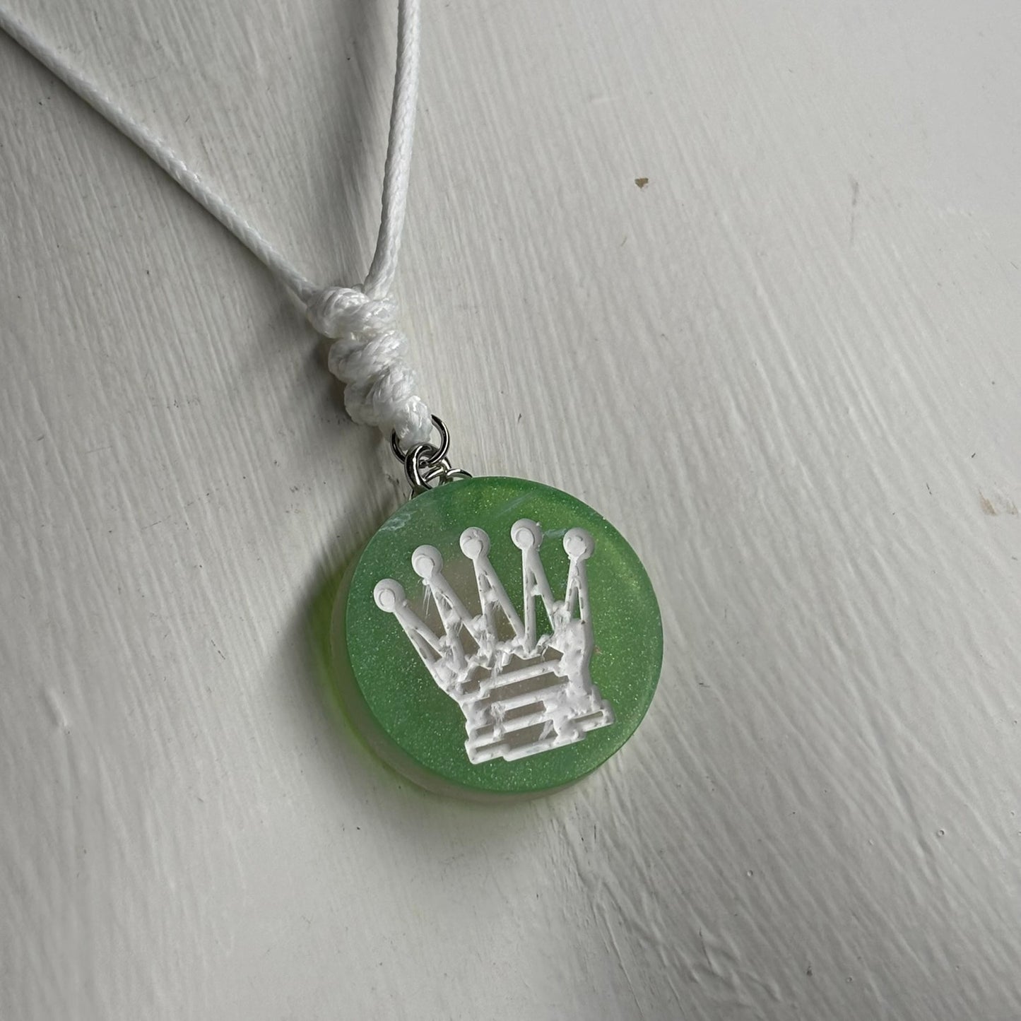Green Queen - Handmade Resin Chess Necklace