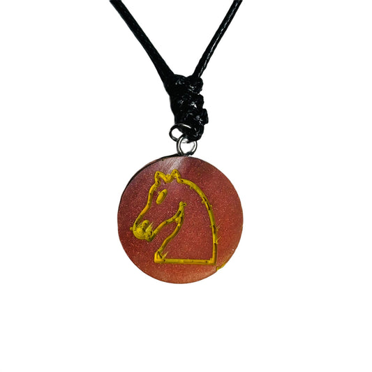 Red Knight - Handmade Resin Chess Necklace - Flat Edition