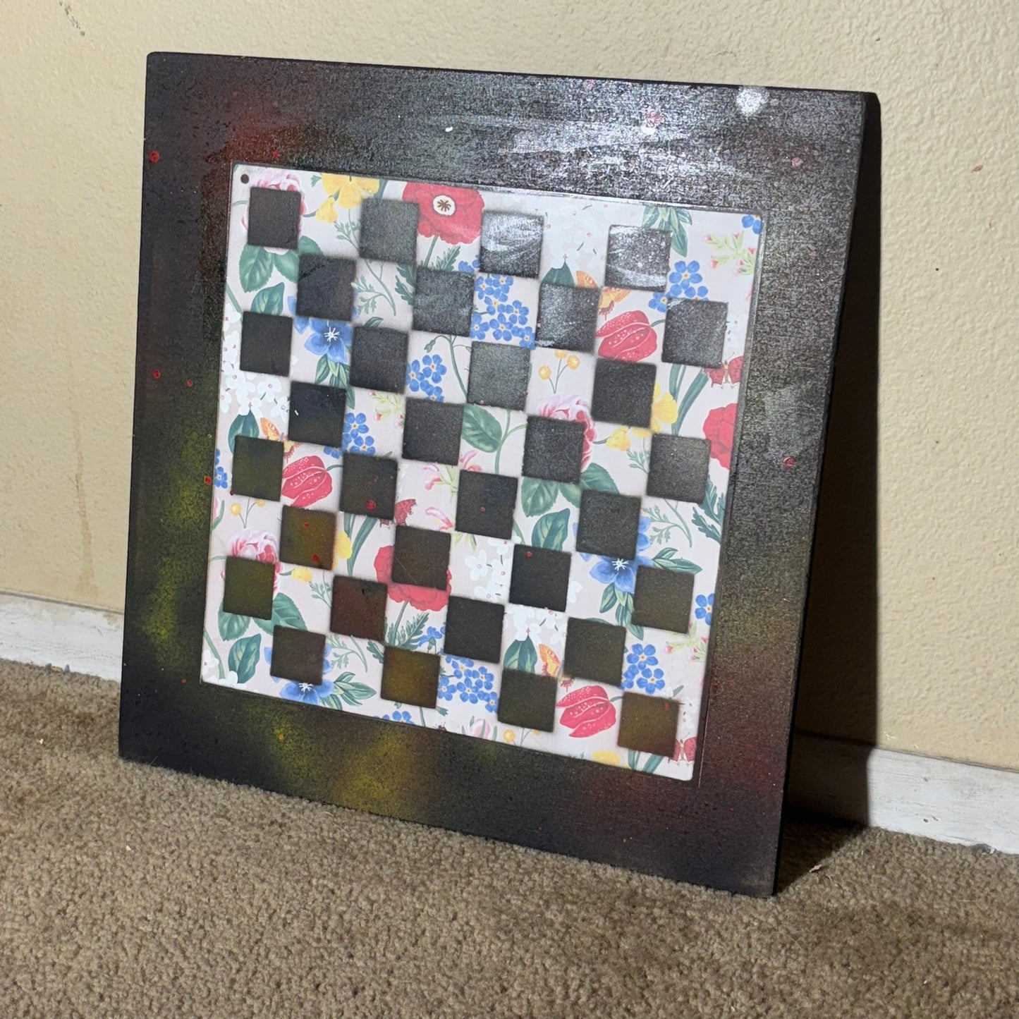 Colorful Flower Garden Pattern - Large Scrapbook Chess Board