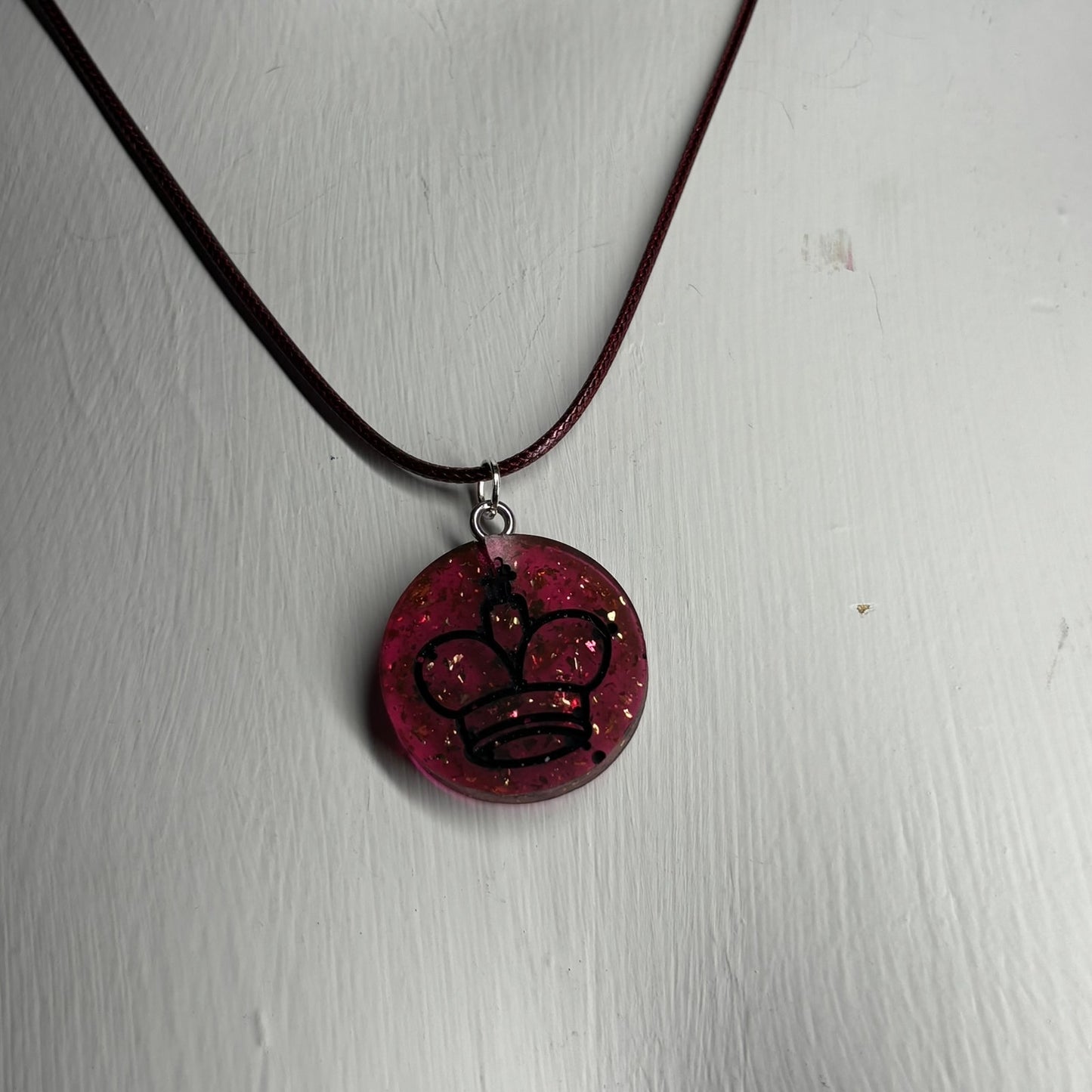 Royalty Red King - Handmade Resin Chess Necklace