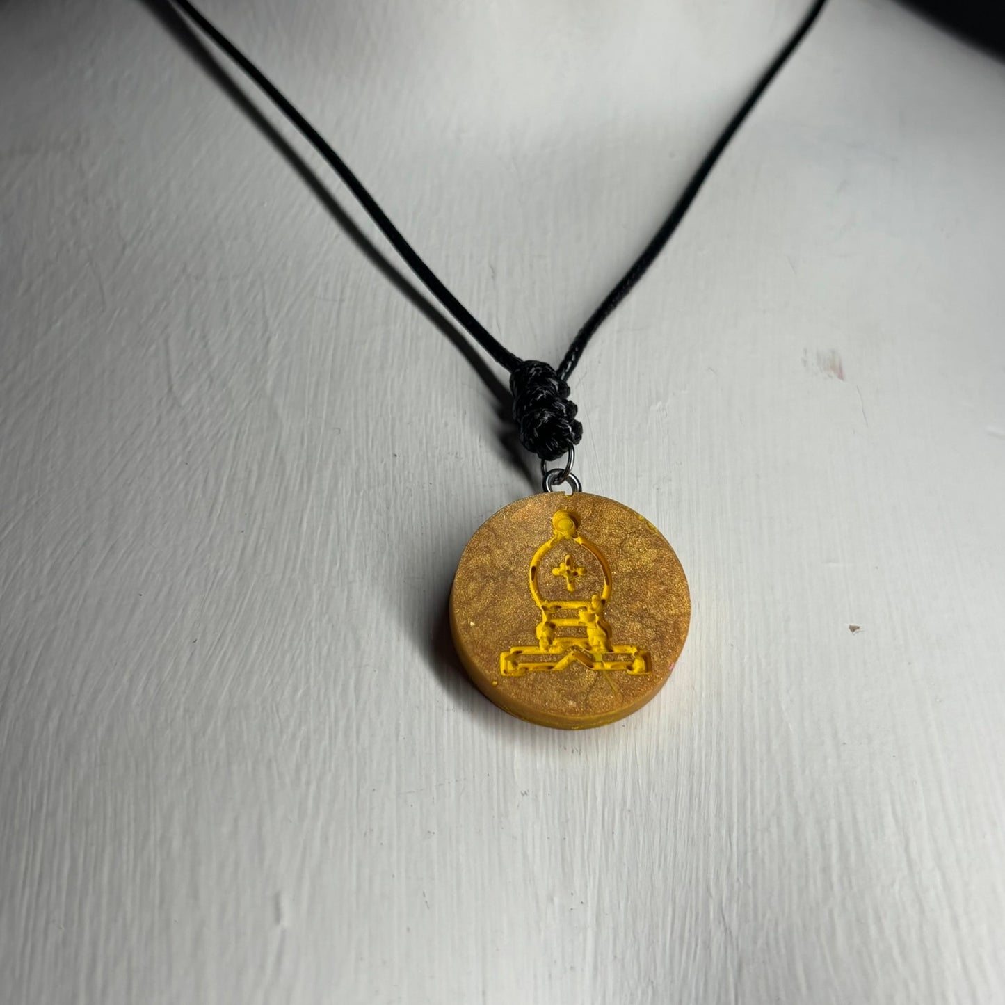 Smooth Yellow Bishop - Handmade Resin Chess Necklace