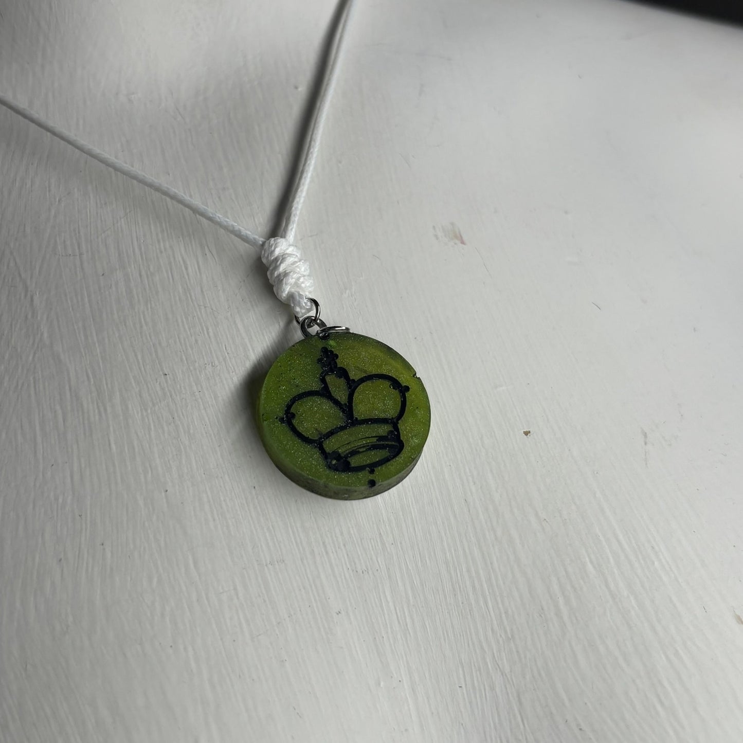 Green King - Handmade Resin Chess Necklace