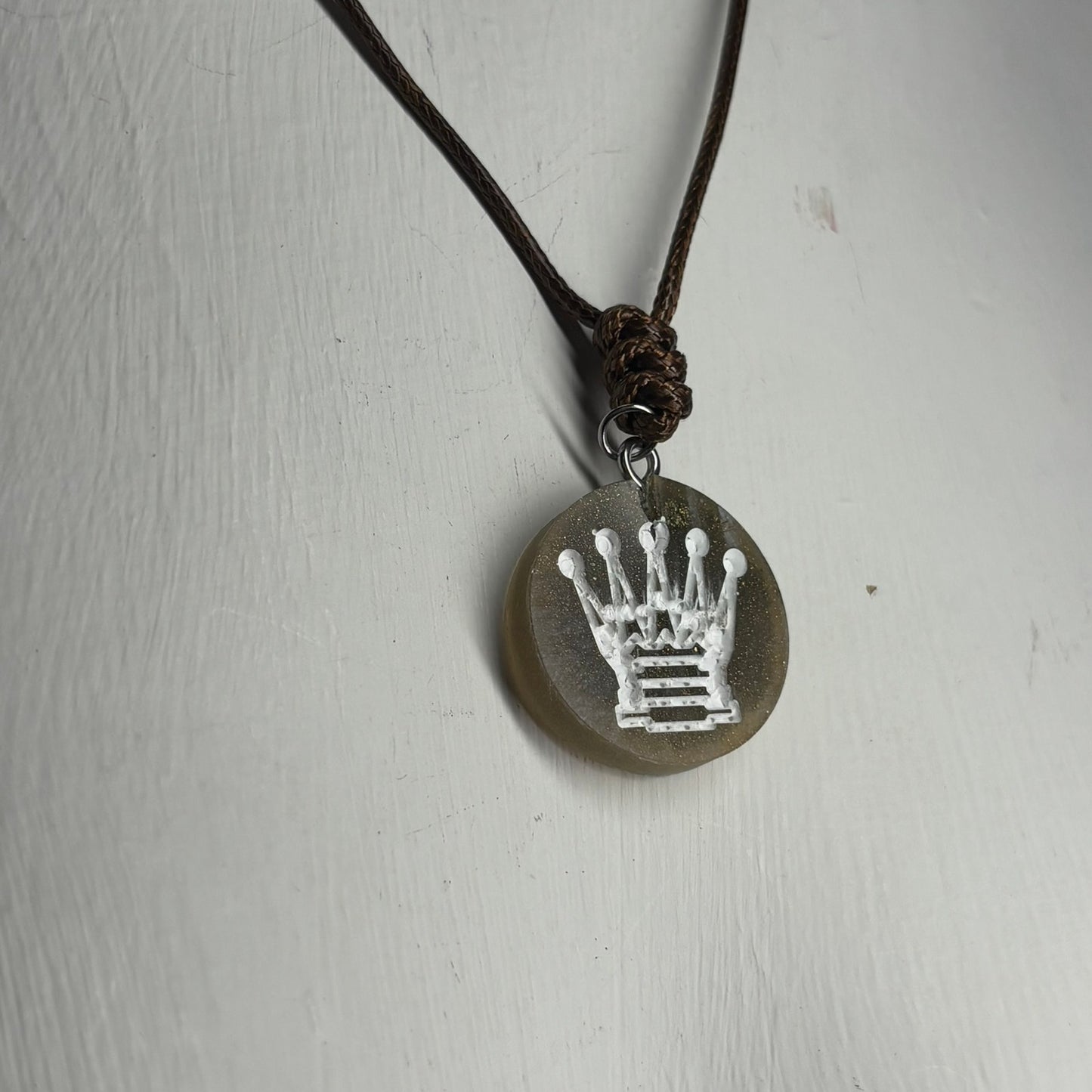 Dirty Green Queen - Handmade Resin Chess Necklace