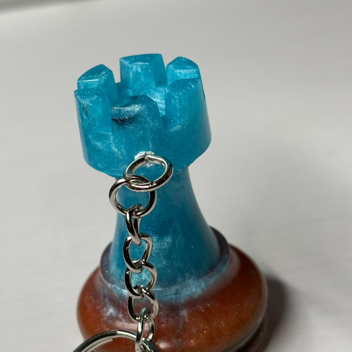 Cool Blue Rook - Handmade Resin Keychain - Large Edition