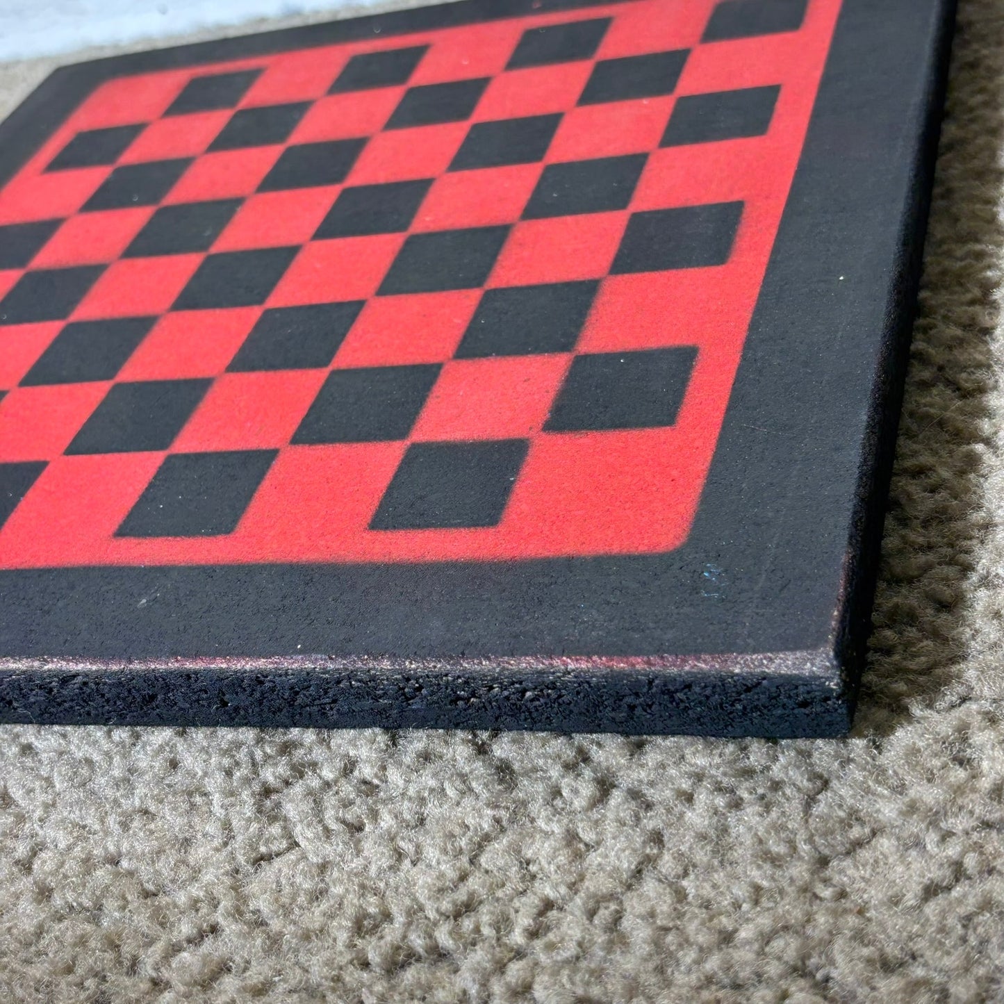 Red & Black - Painted Chess Board