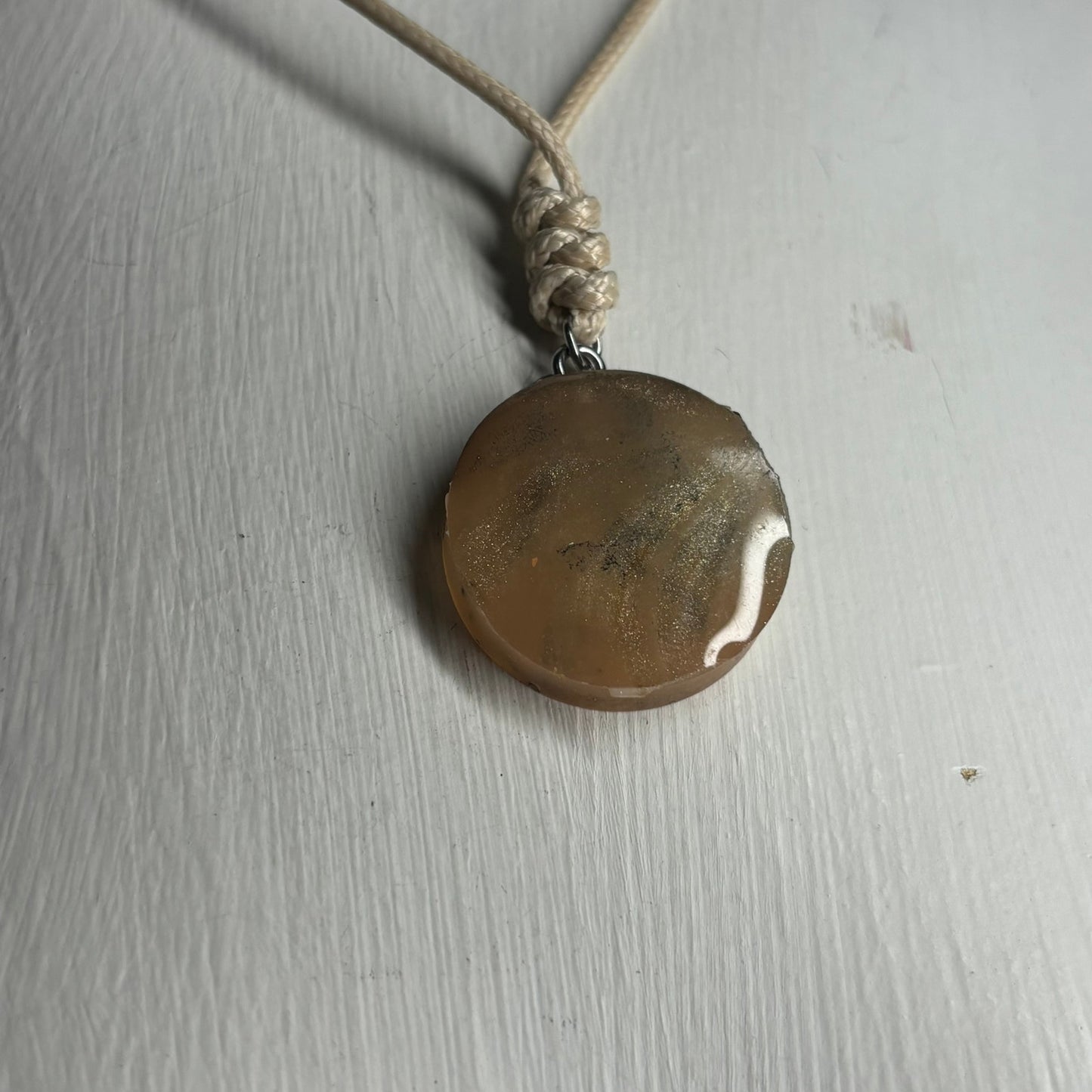 Cream Tan Knight - Handmade Resin Chess Necklace