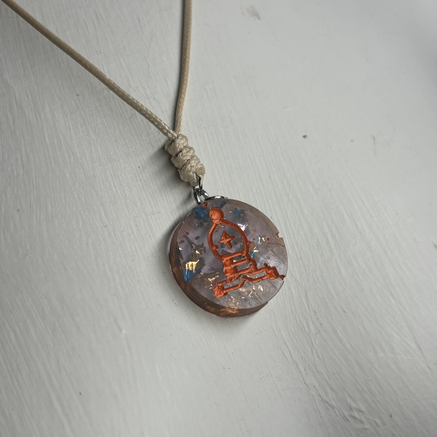 Crystal Vintage Bishop - Handmade Resin Chess Necklace