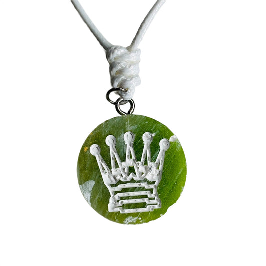 Green Queen - Handmade Resin Chess Necklace