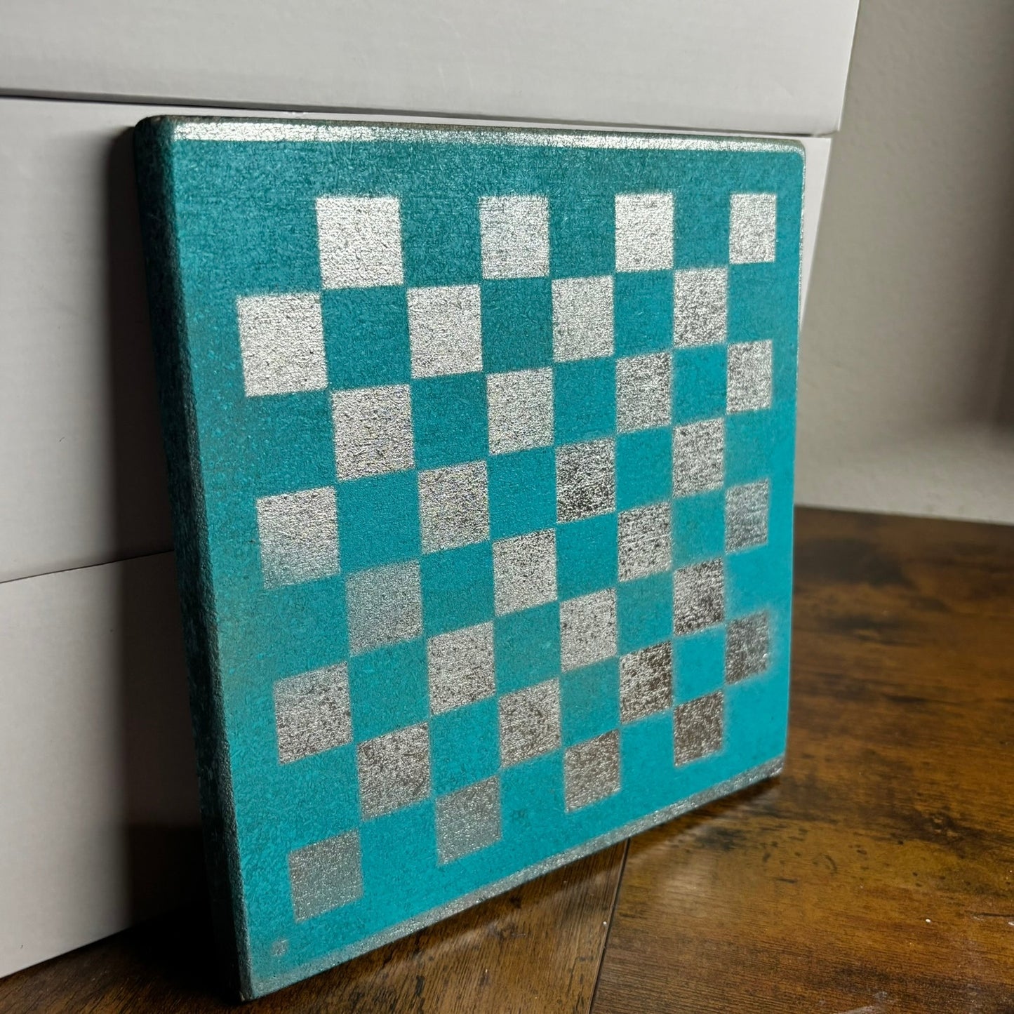 Chrome Blue - Painted Double Sided Chess Board