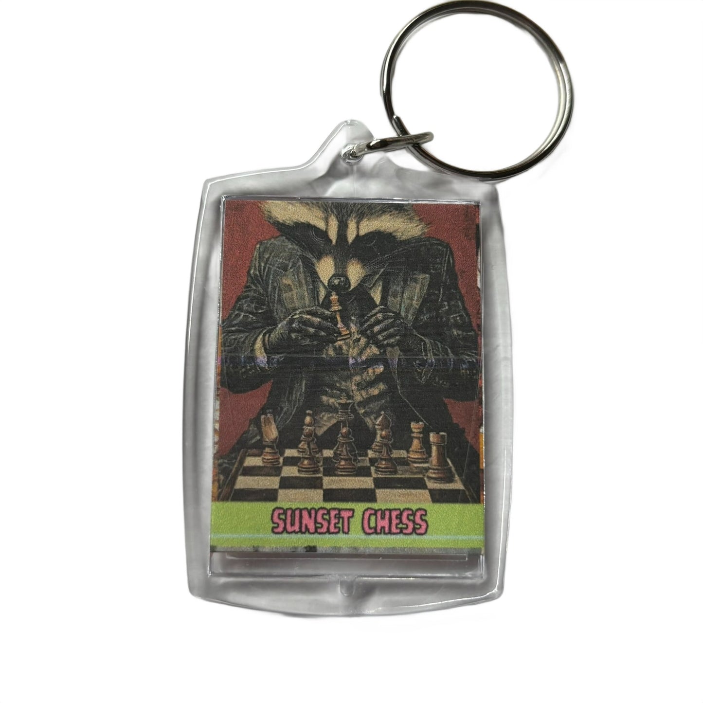 Raccoon - Chess  Photo Keychain