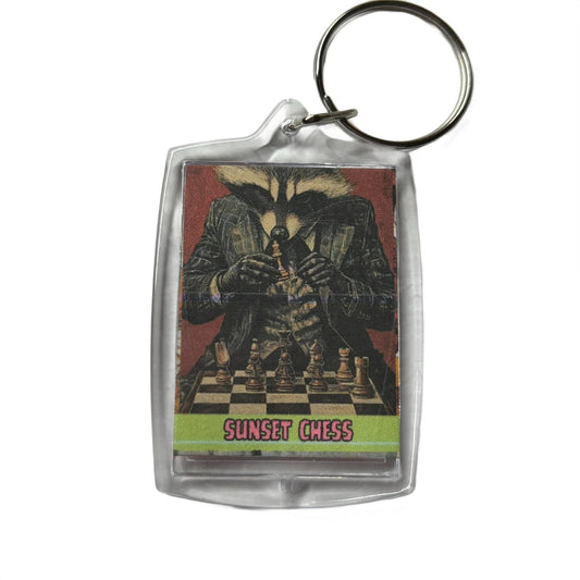Raccoon - Chess  Photo Keychain