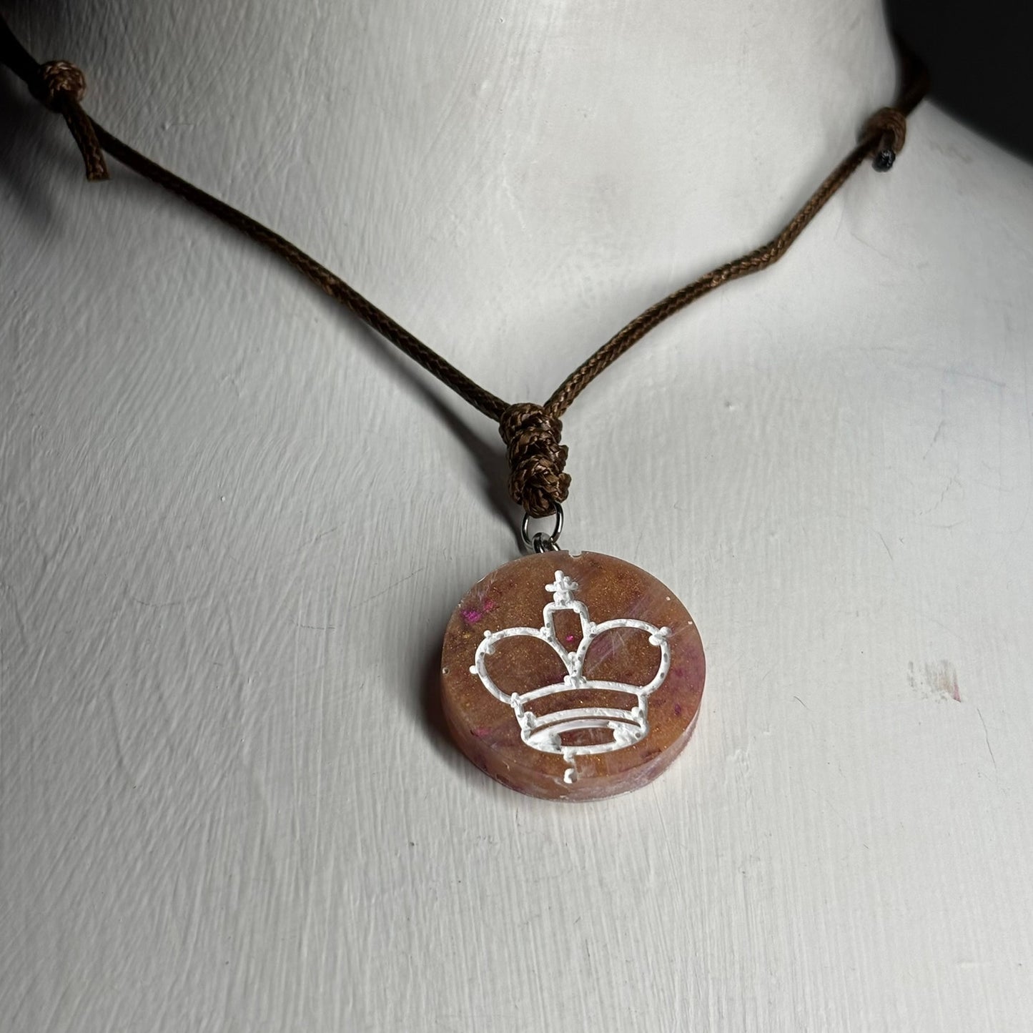 Vintage King - Handmade Resin Chess Necklace