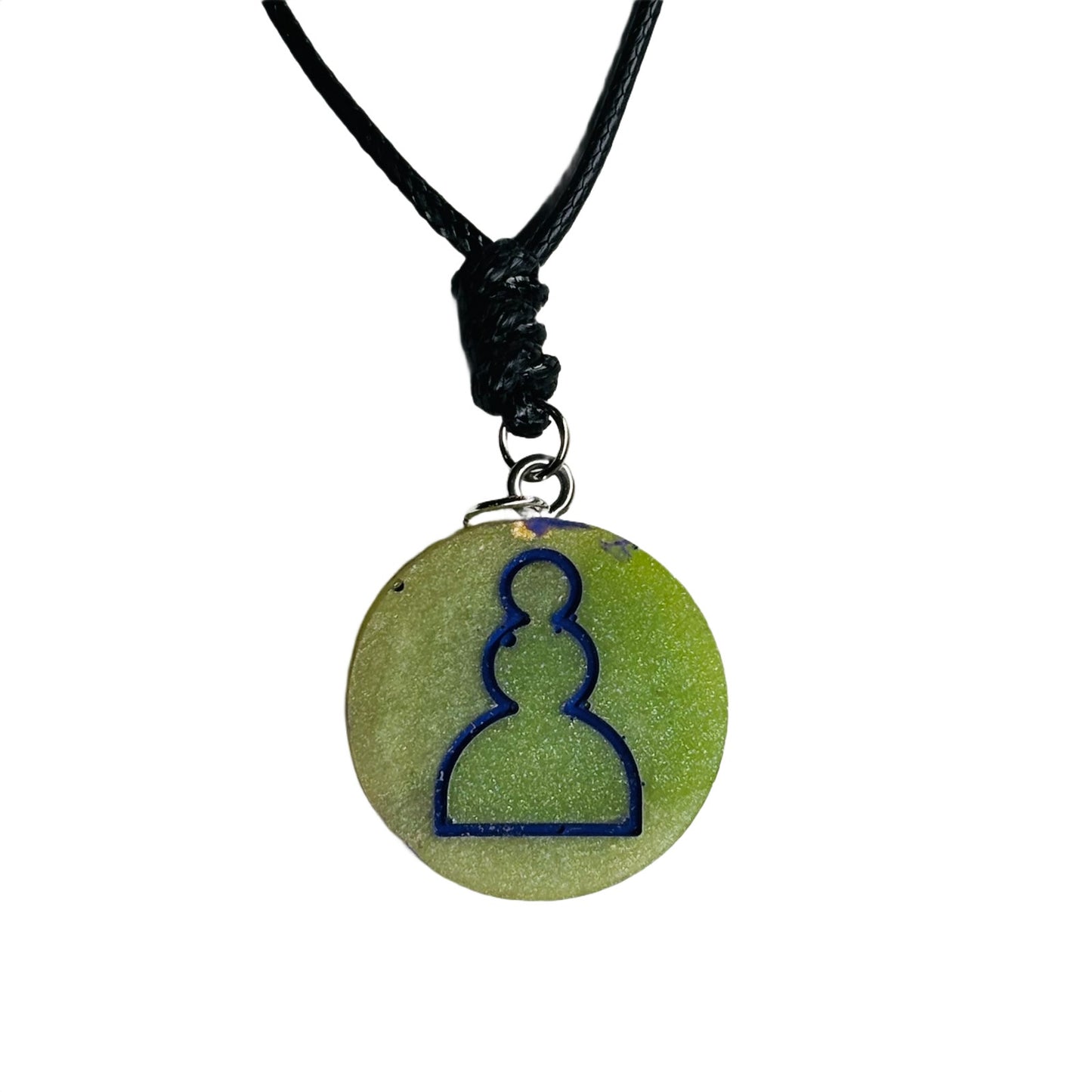 Lime Green Pawn - Handmade Resin Chess Necklace