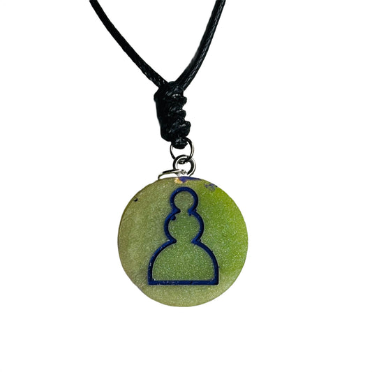 Lime Green Pawn - Handmade Resin Chess Necklace