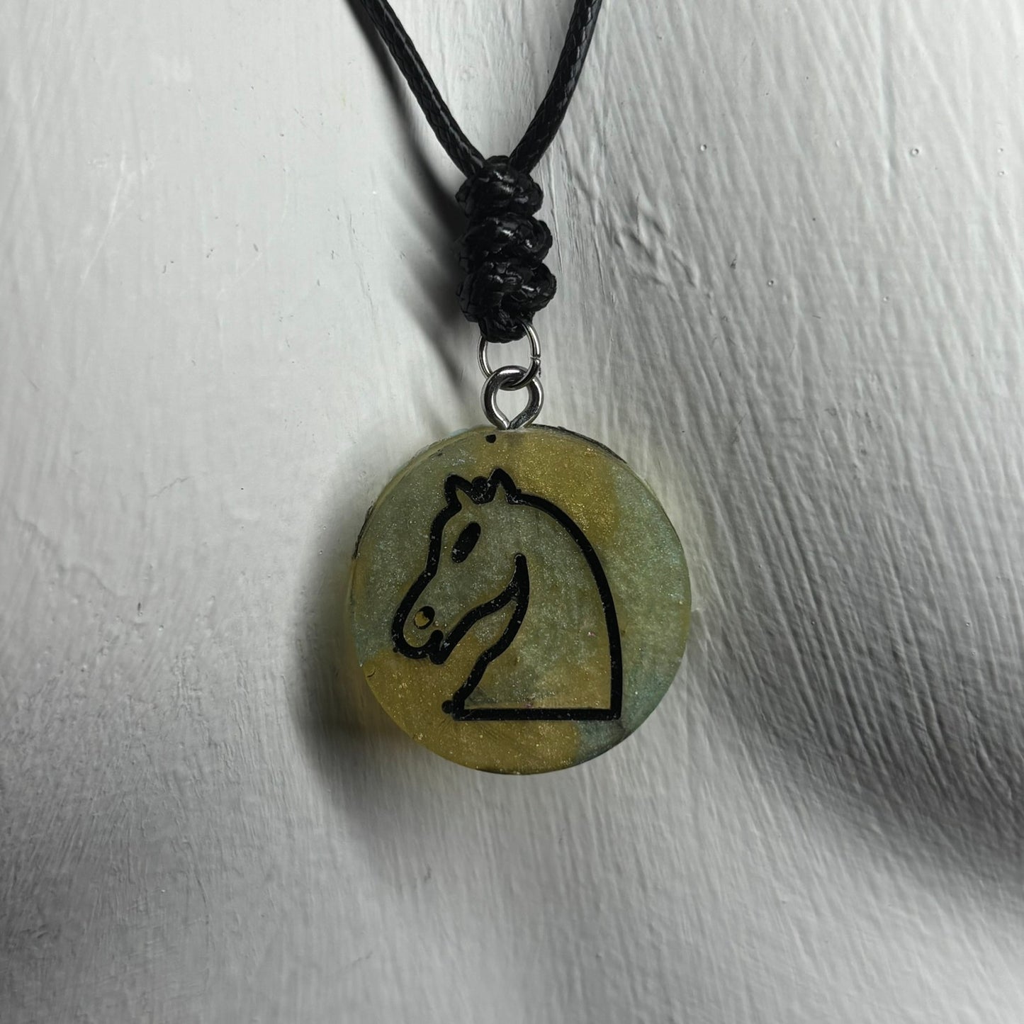 Mesh Green Knight - Handmade Resin Chess Necklace