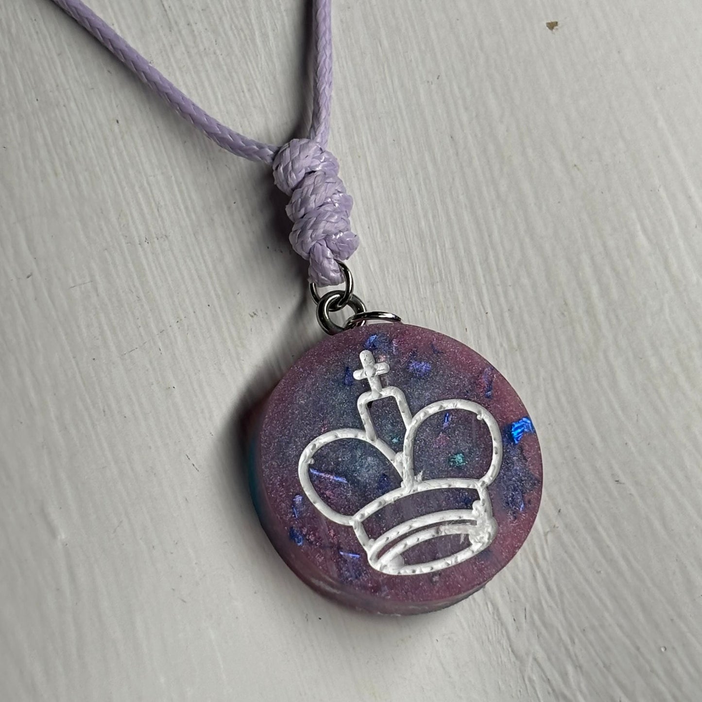 Purple Space King - Handmade Resin Chess Necklace