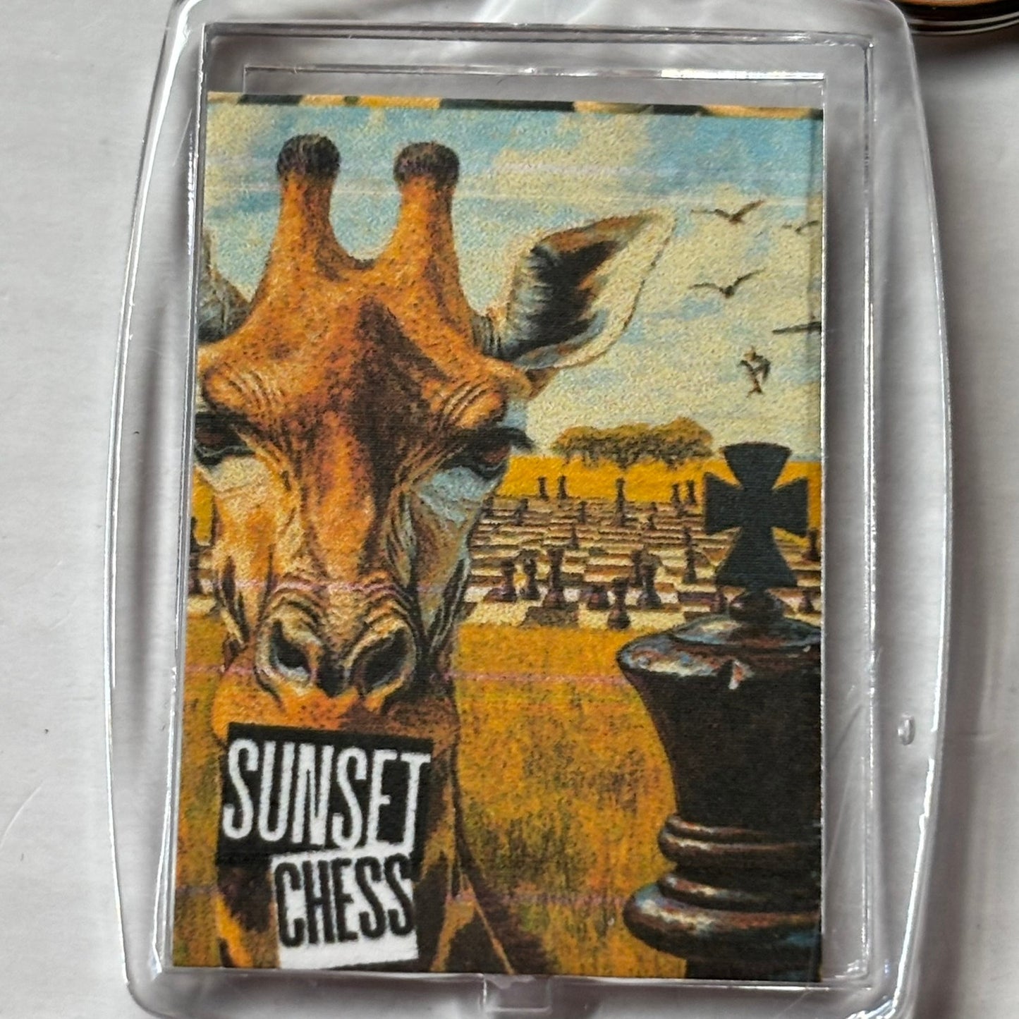 Giraffe Face - Chess  Photo Keychain