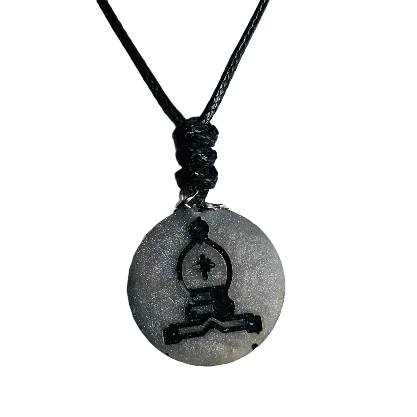 Gray Bishop - Handmade Resin Chess Necklace