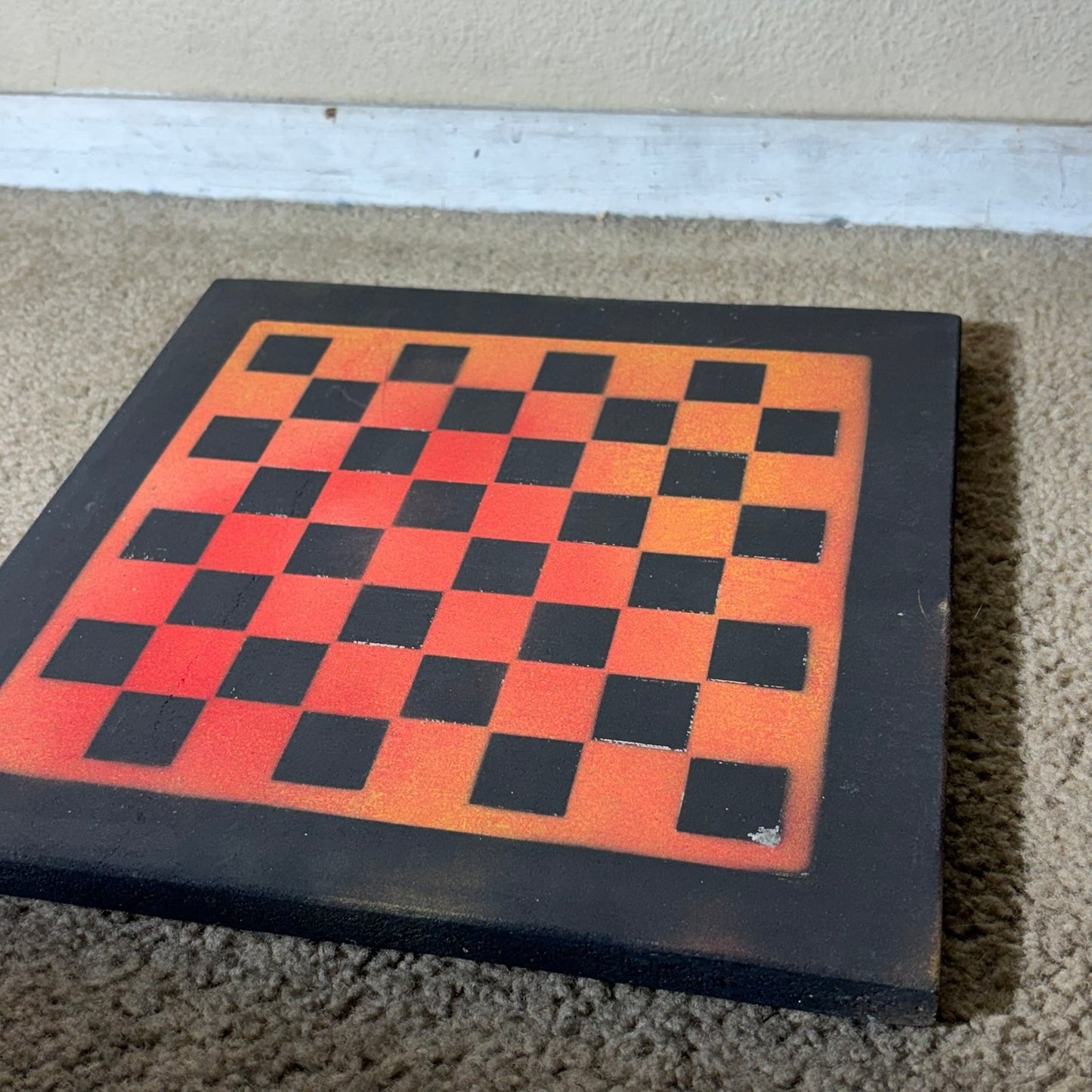 Orange Red Mesh - Painted Chess Board