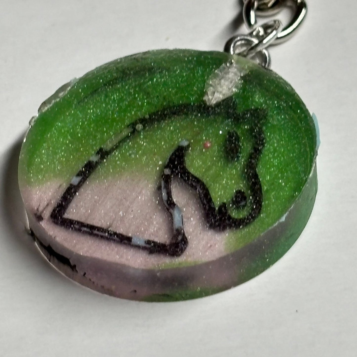 Green Capped Knight - Handmade Resin Keychain