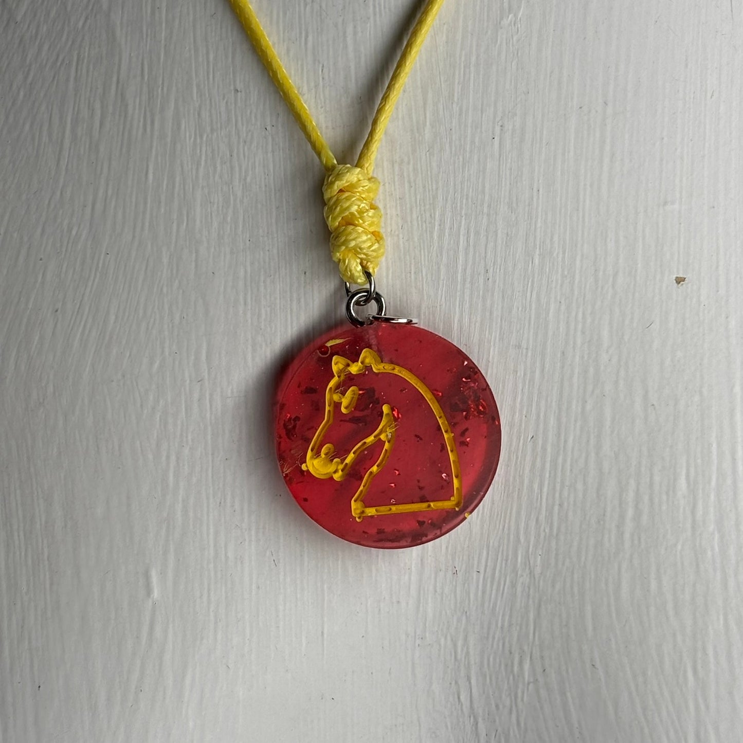 Red Cherry Knight - Handmade Resin Chess Necklace