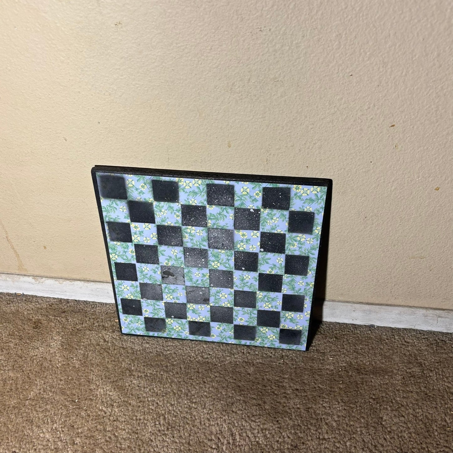Beautiful Flowers With Chrome Rain - Scrapbook Chess Board