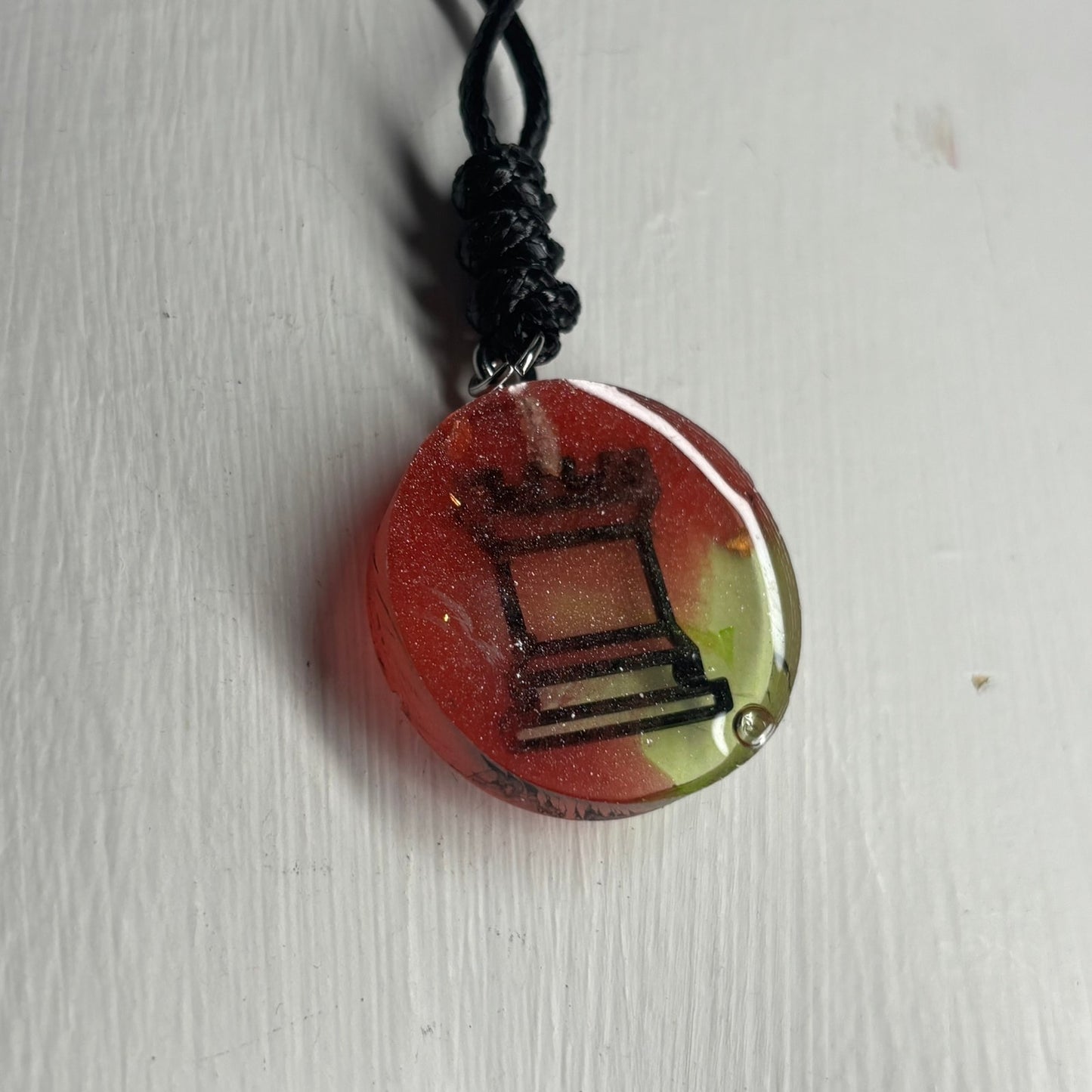 Mesh Red Rook - Handmade Resin Chess Necklace