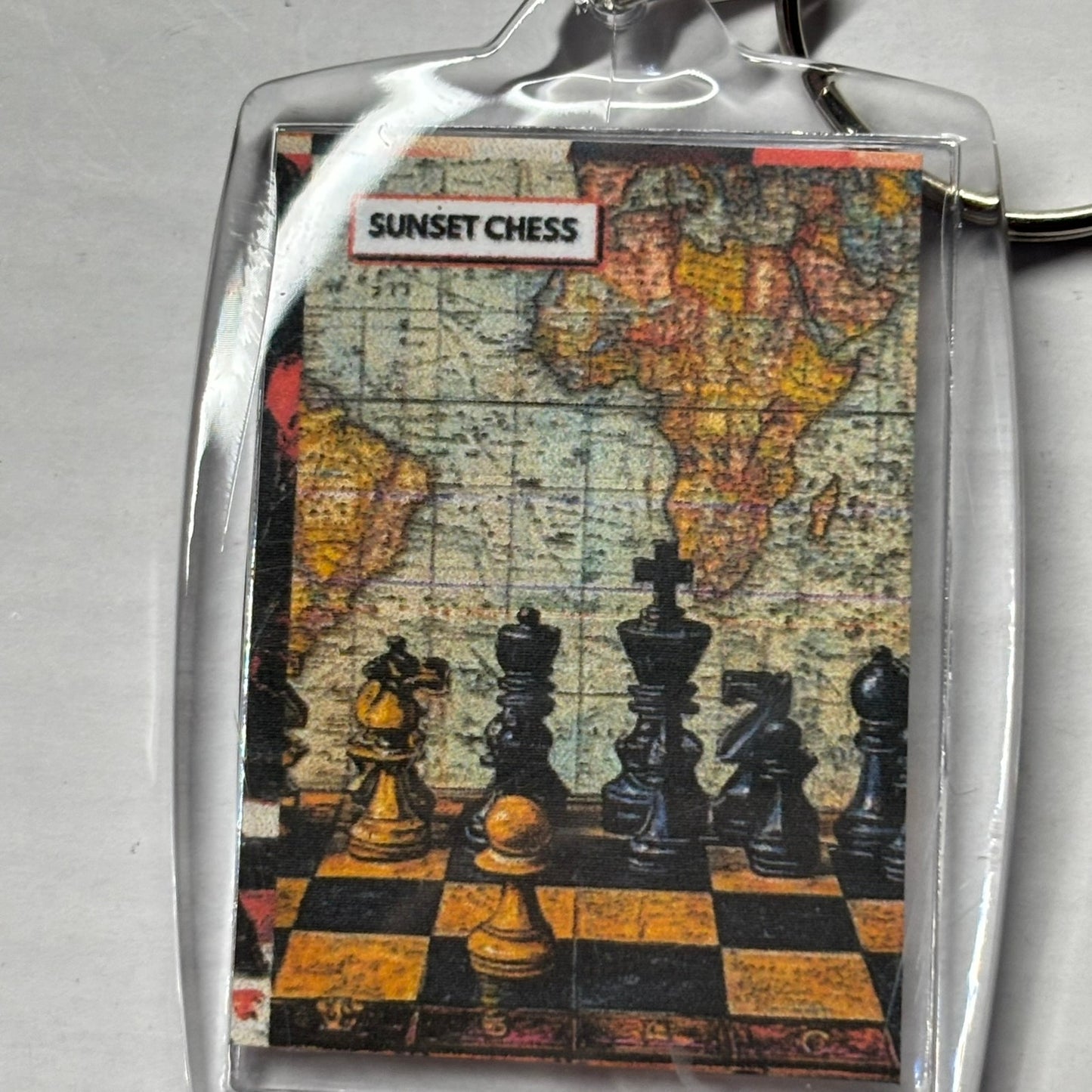 World Map - Chess  Photo Keychain