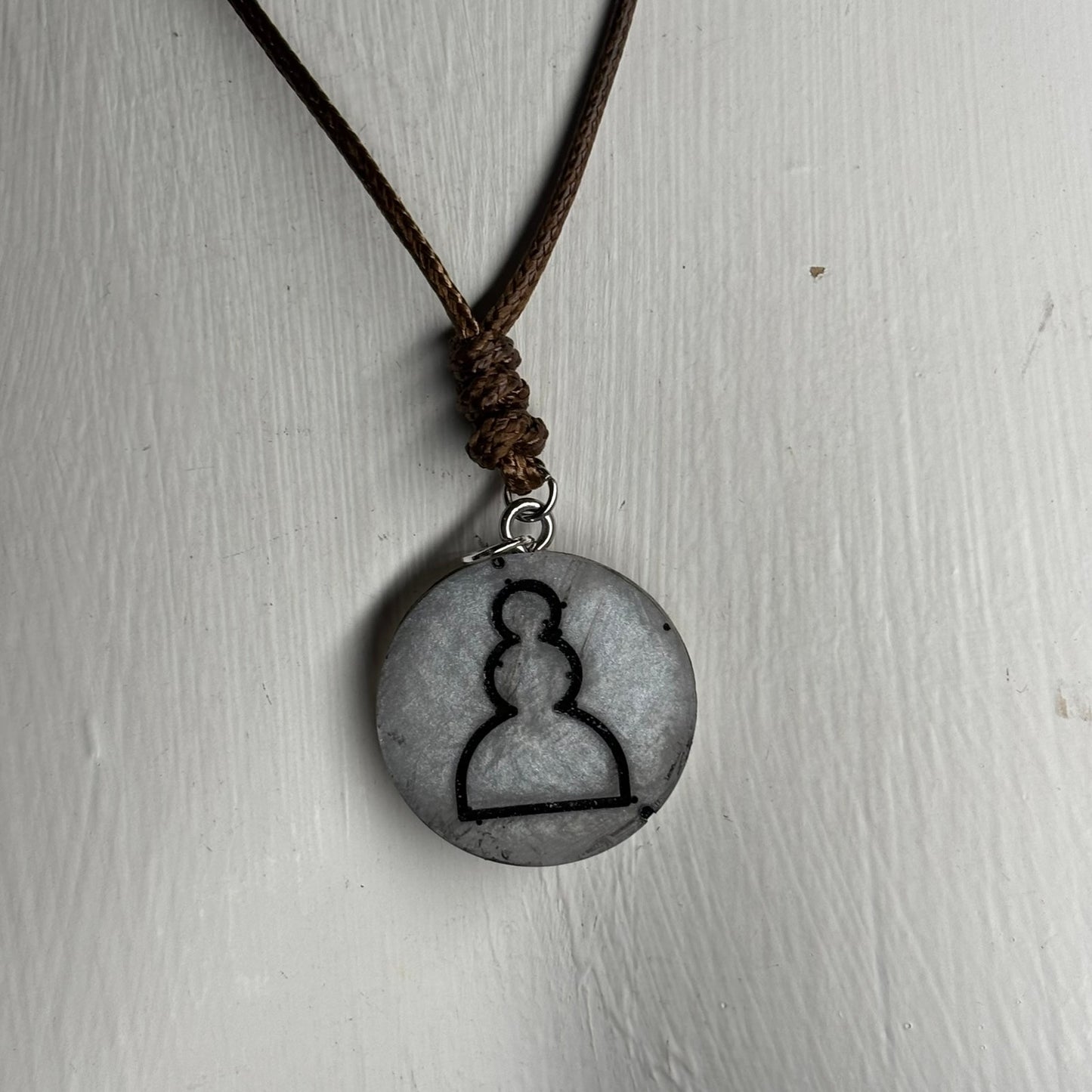 Vintage Gray Pawn - Handmade Resin Chess Necklace