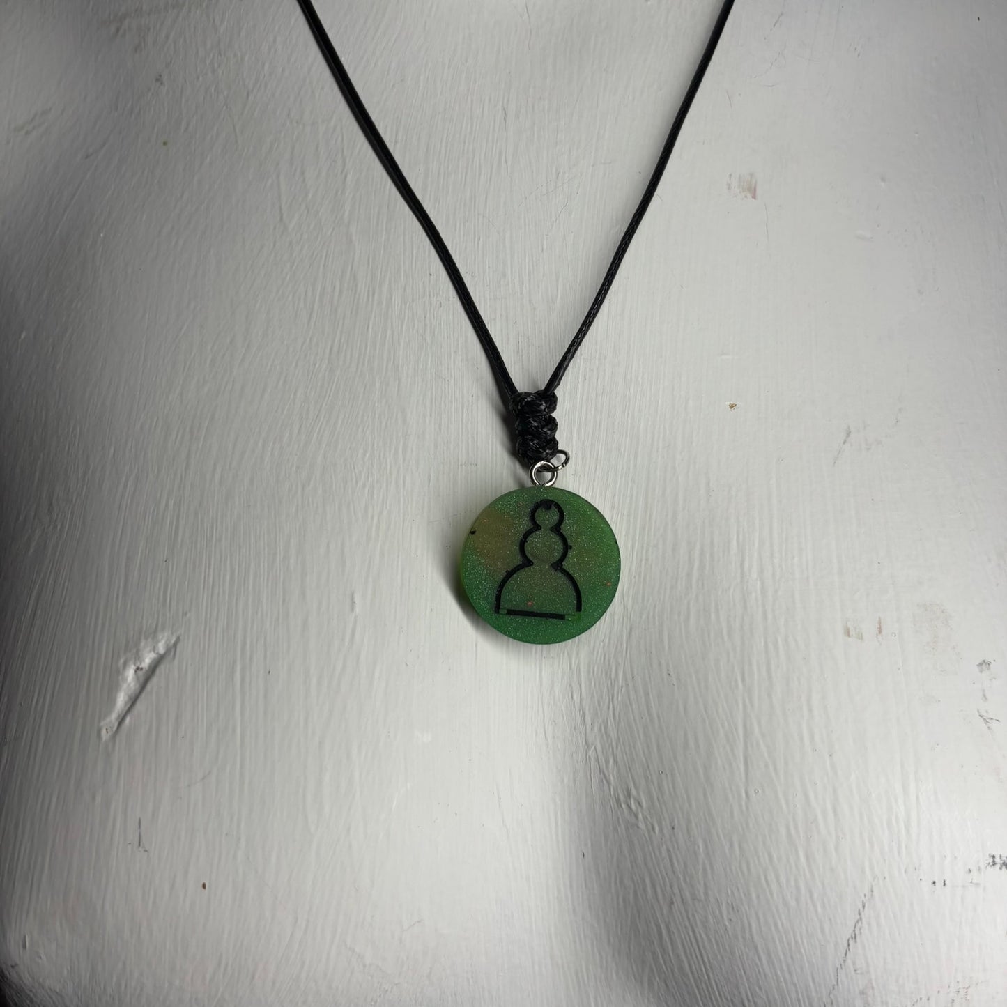 Green Pawn - Handmade Resin Chess Necklace - Flat Edition