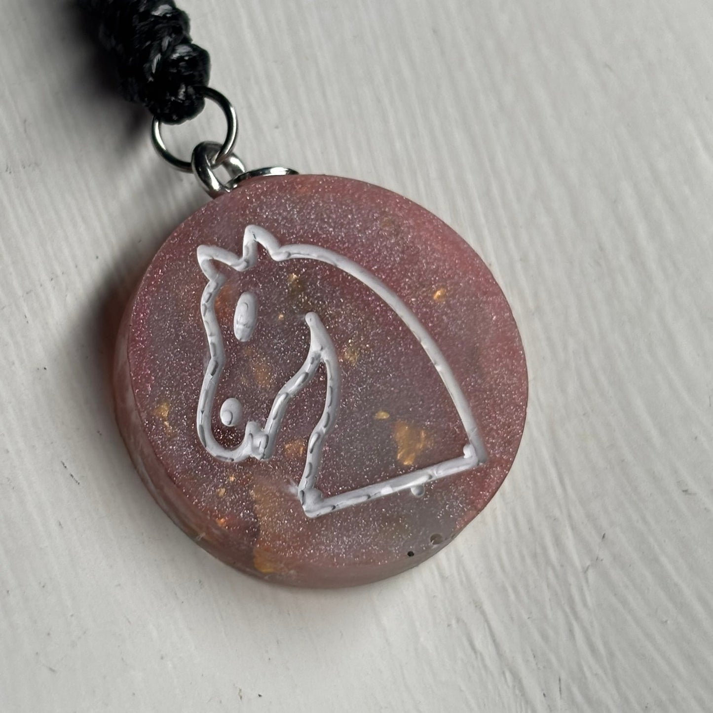 Classic Pink Knight - Handmade Resin Chess Necklace