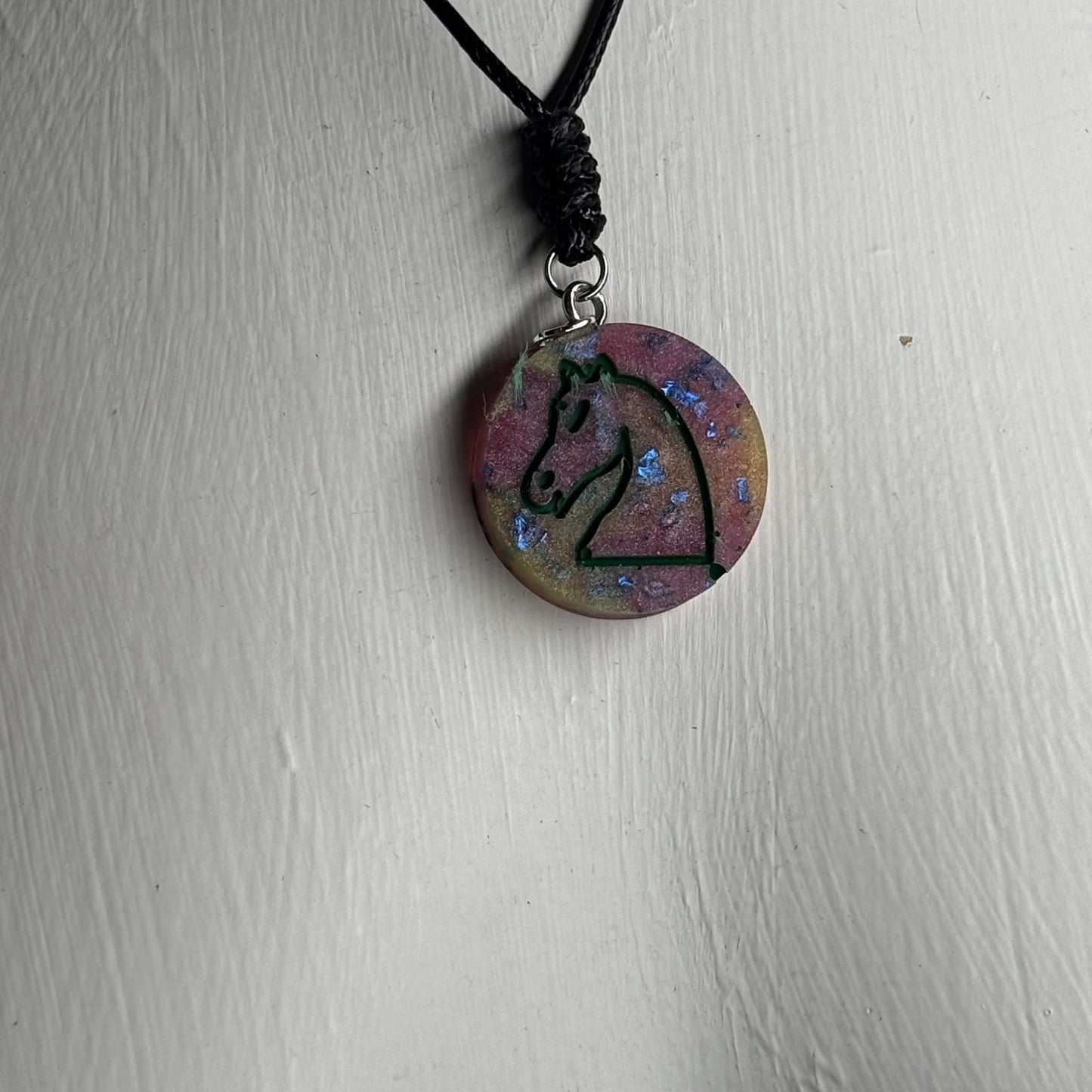 Purple Crystal Knight - Handmade Resin Chess Necklace