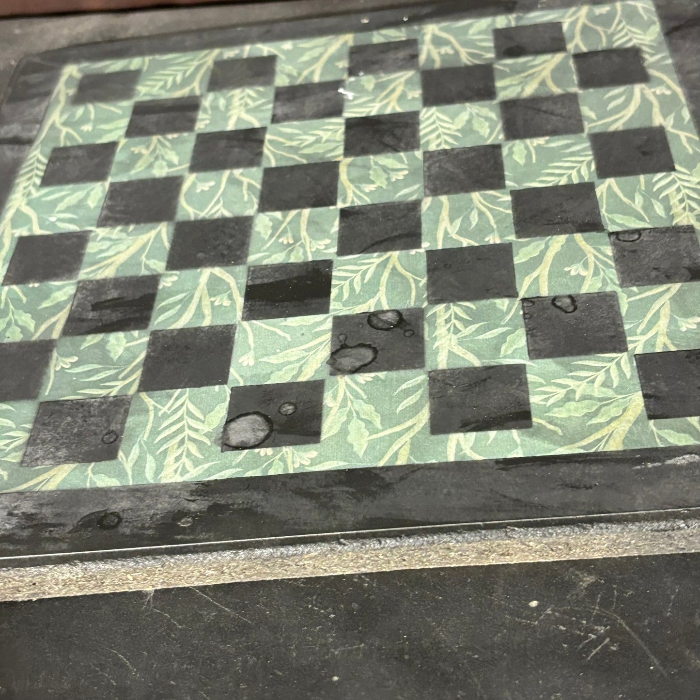 Green Leaves - Scrapbook Chess Board