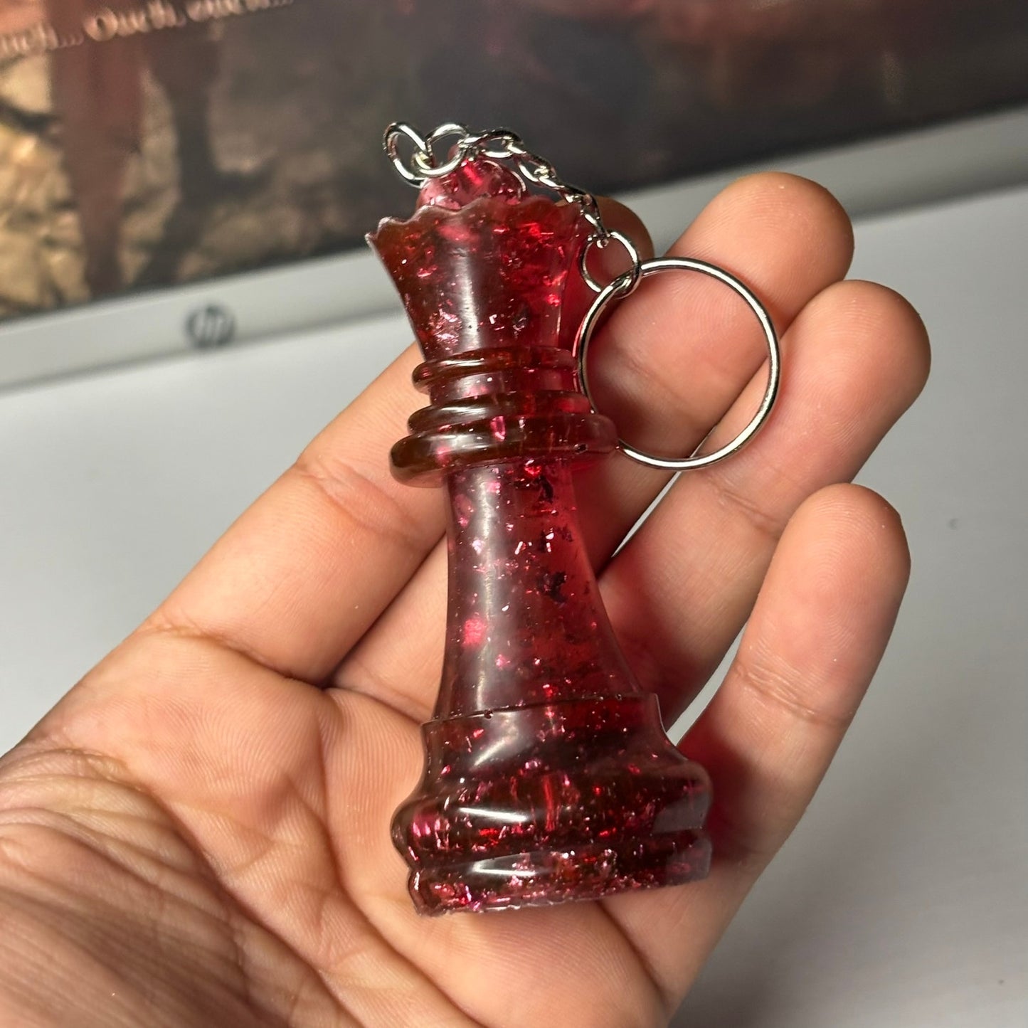 Red Crystal Queen - Handmade Resin Keychain - Large Edition