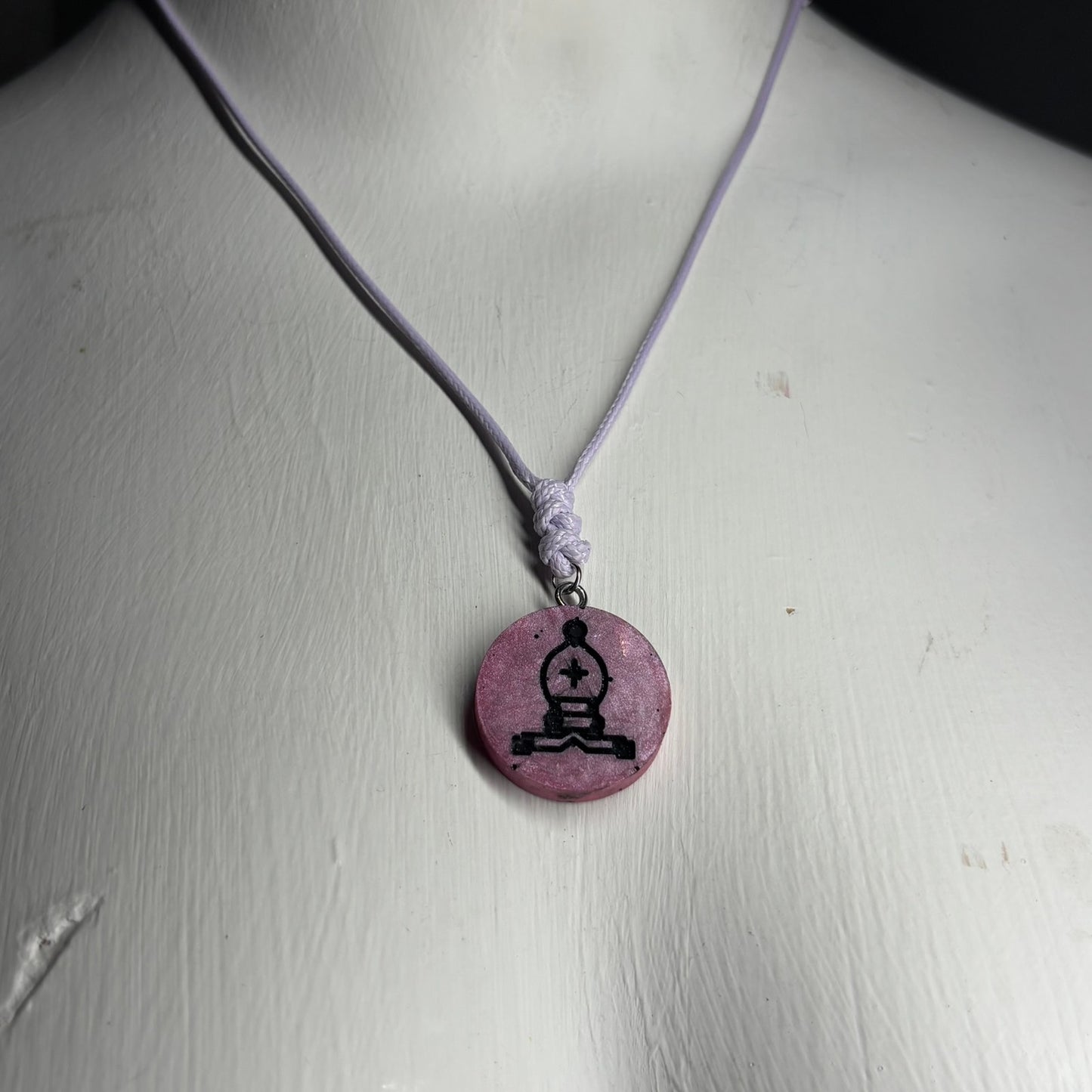 Purple/Pink Bishop - Handmade Resin Chess Necklace