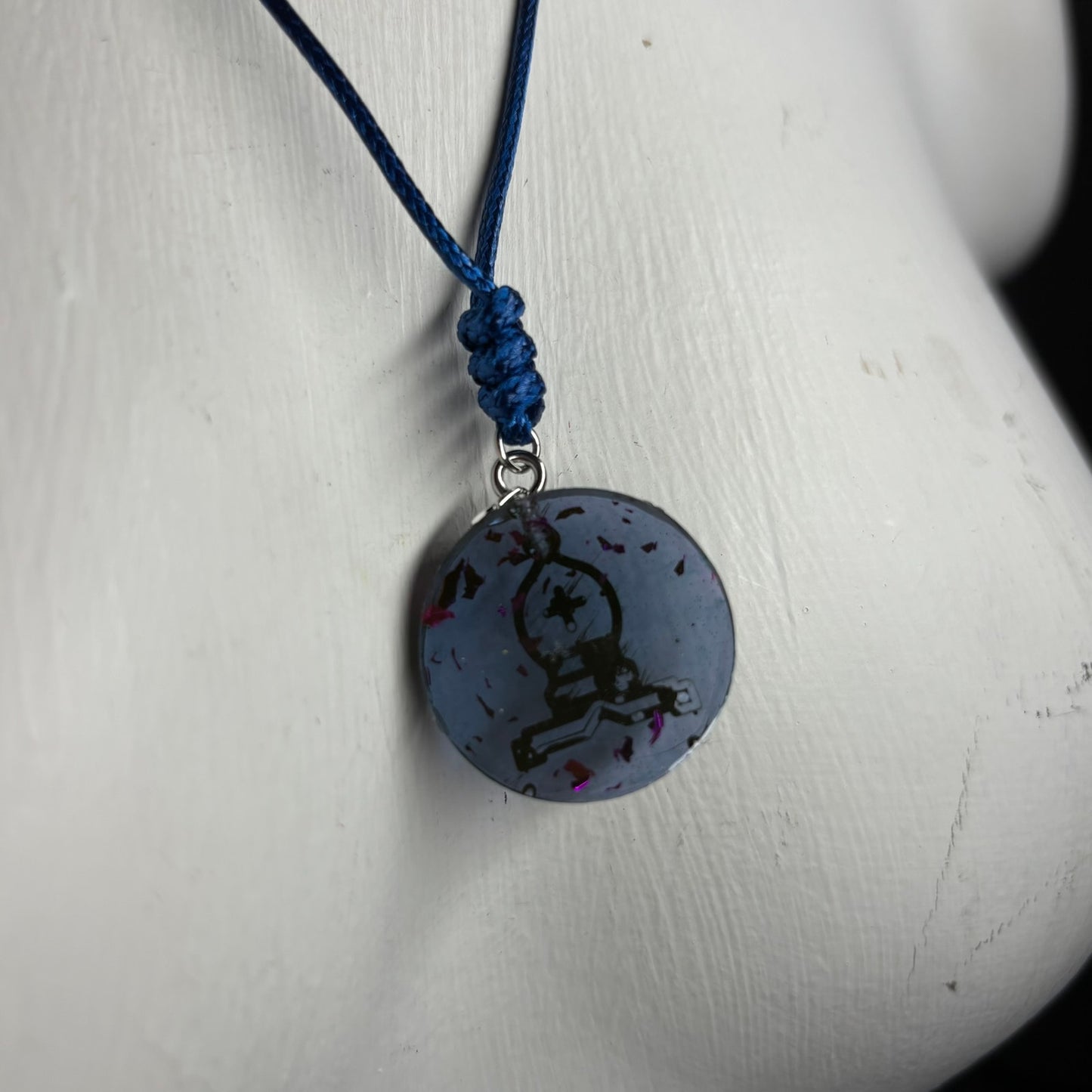 Simple Blue Bishop - Handmade Resin Chess Necklace