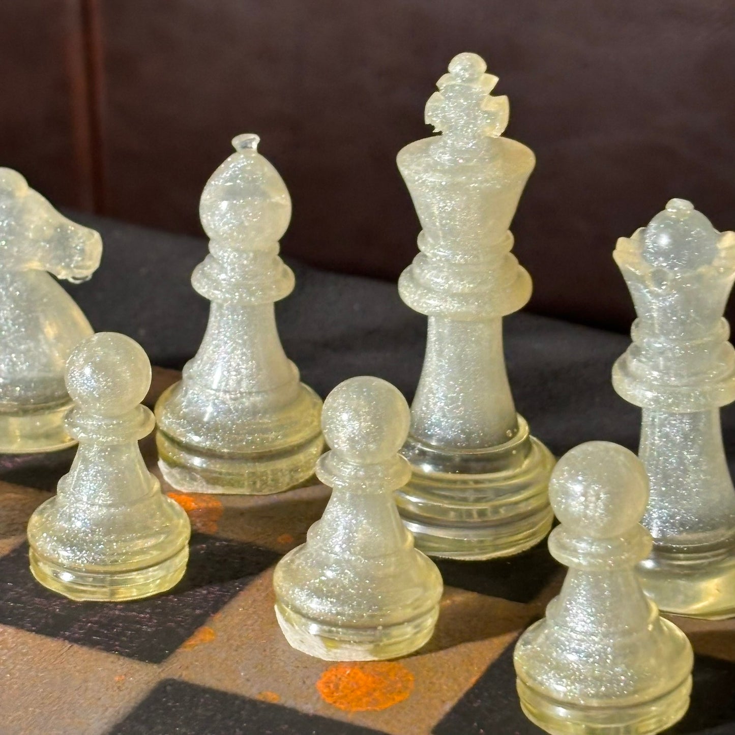 Gray & Orange - Painted Chess Set