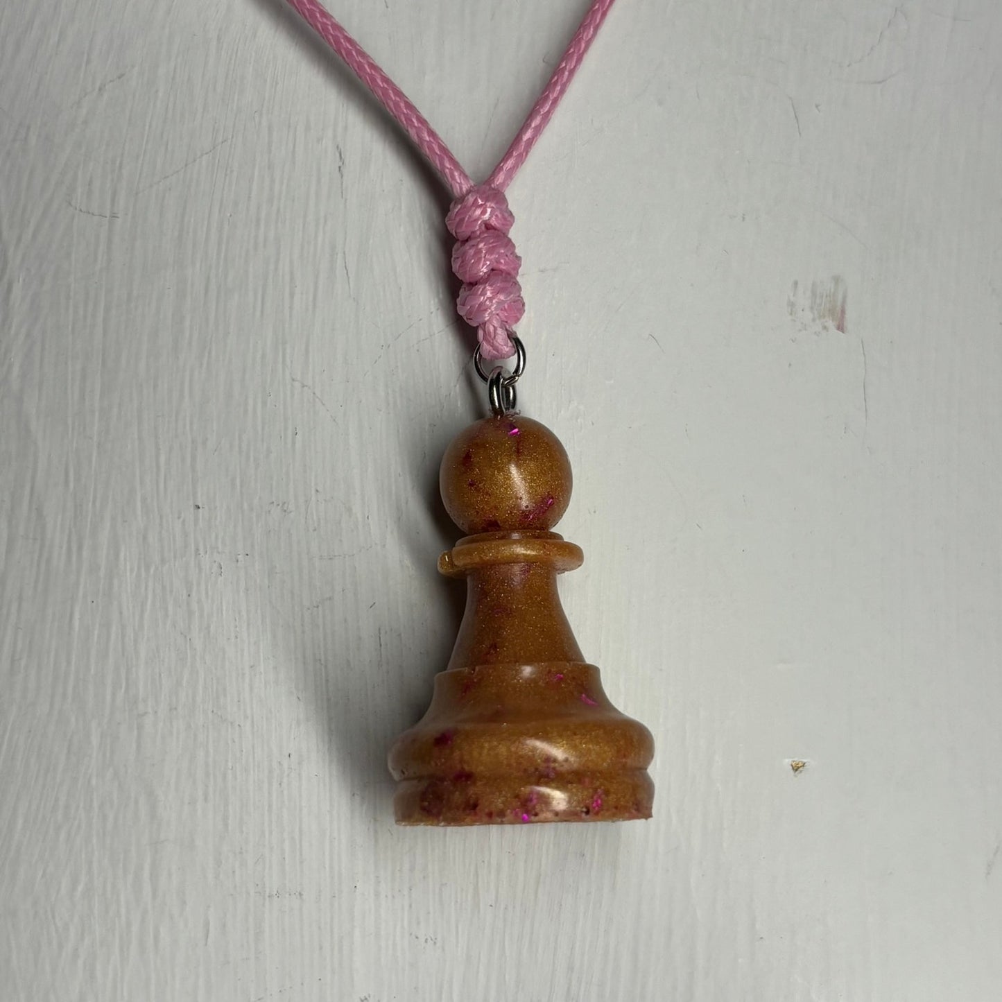 Pink Royal Pawn - Handmade Resin Chess Necklace