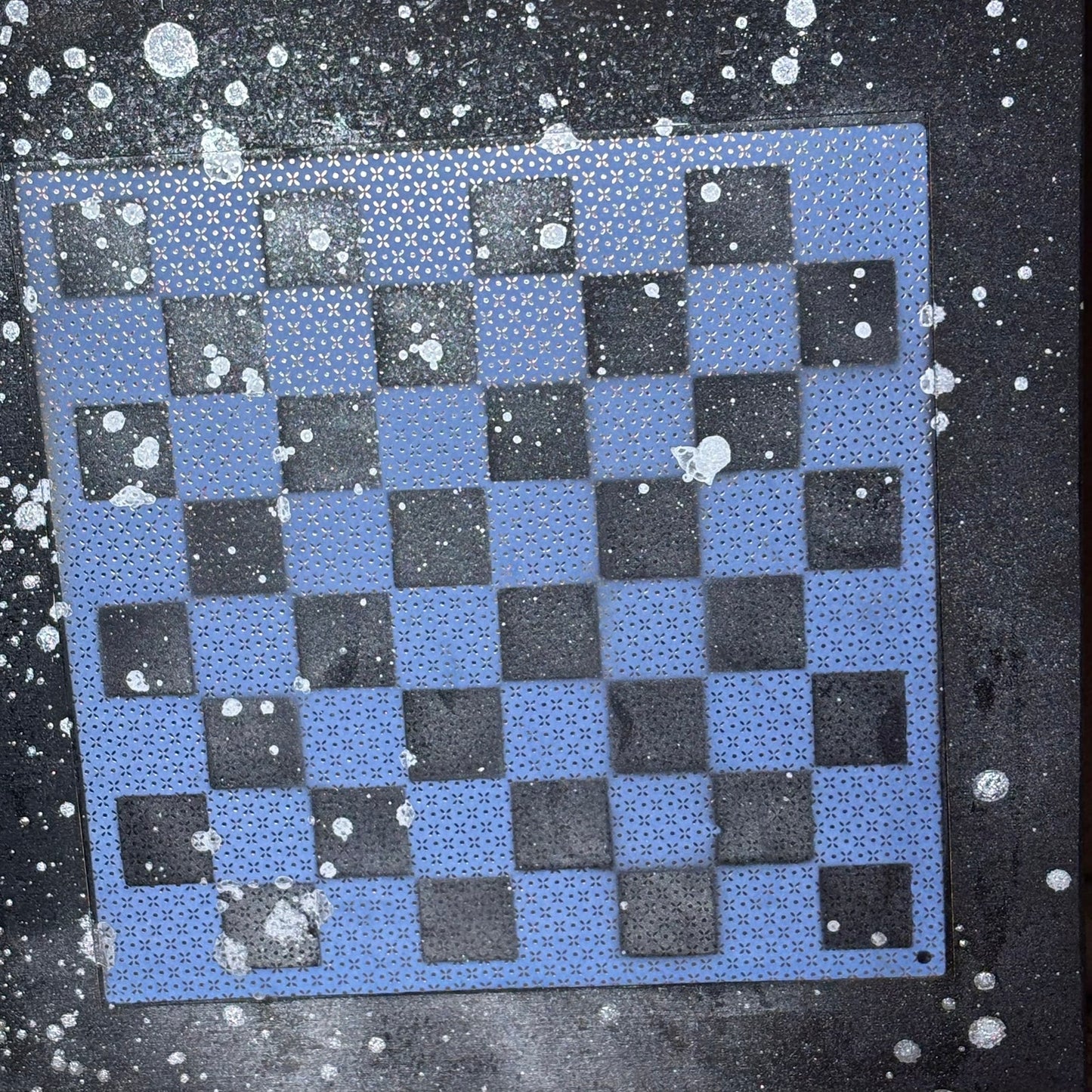 Simplistic Blue Chrome Drip - Large Scrapbook Chess Board