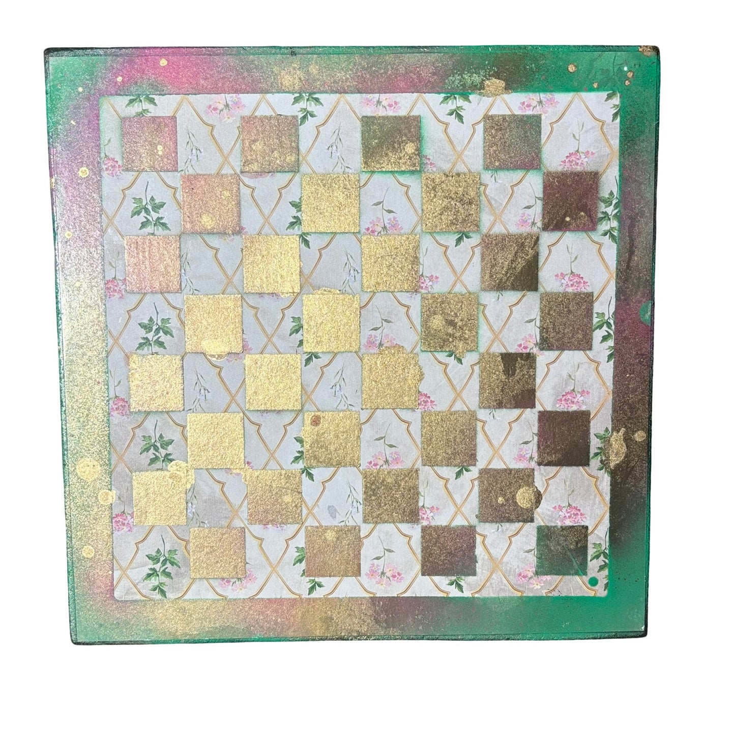 Pink/Green Golden Vintage - Scrapbook Chess Board