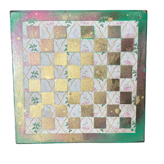 Pink/Green Golden Vintage - Scrapbook Chess Board