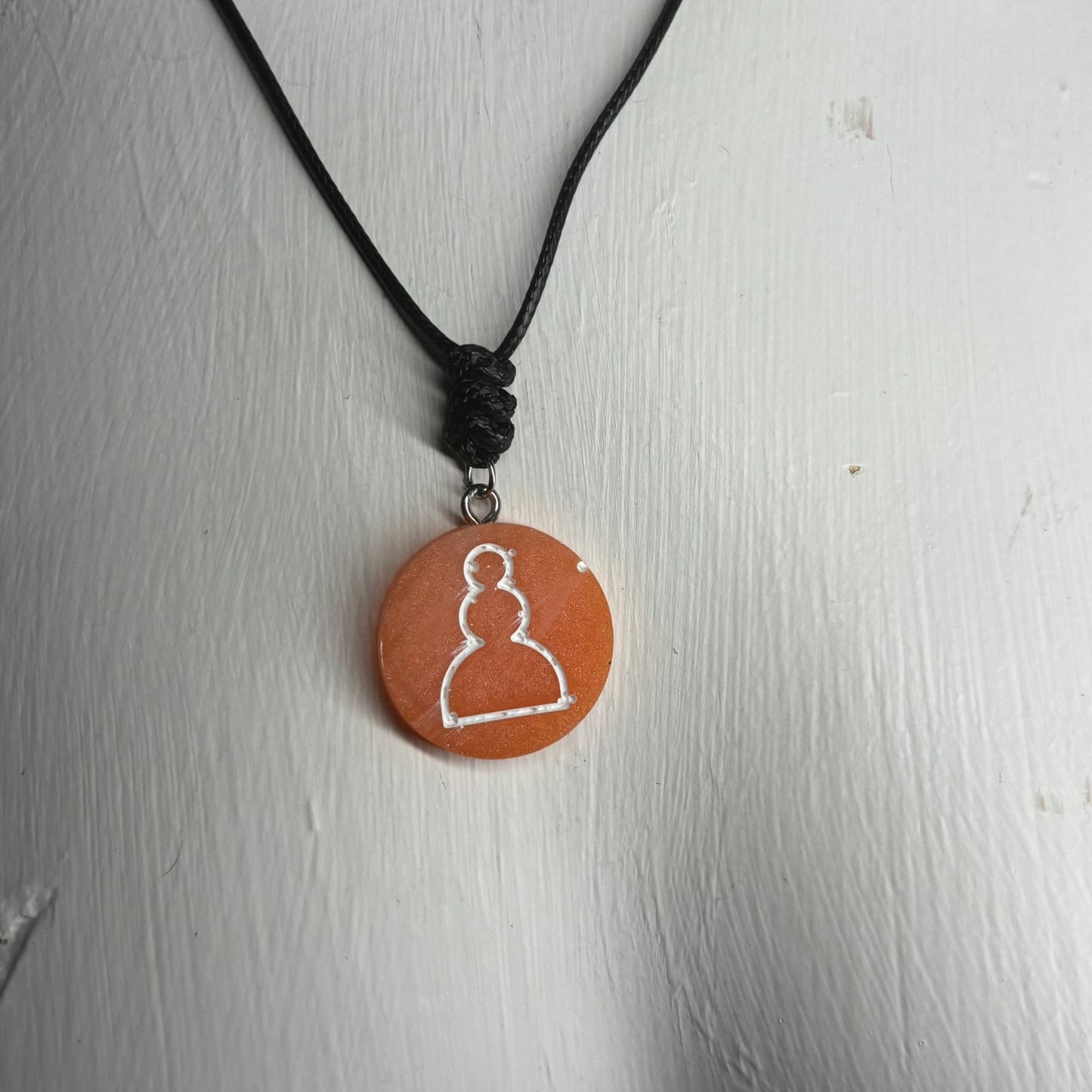 Orange Pawn - Handmade Resin Chess Necklace