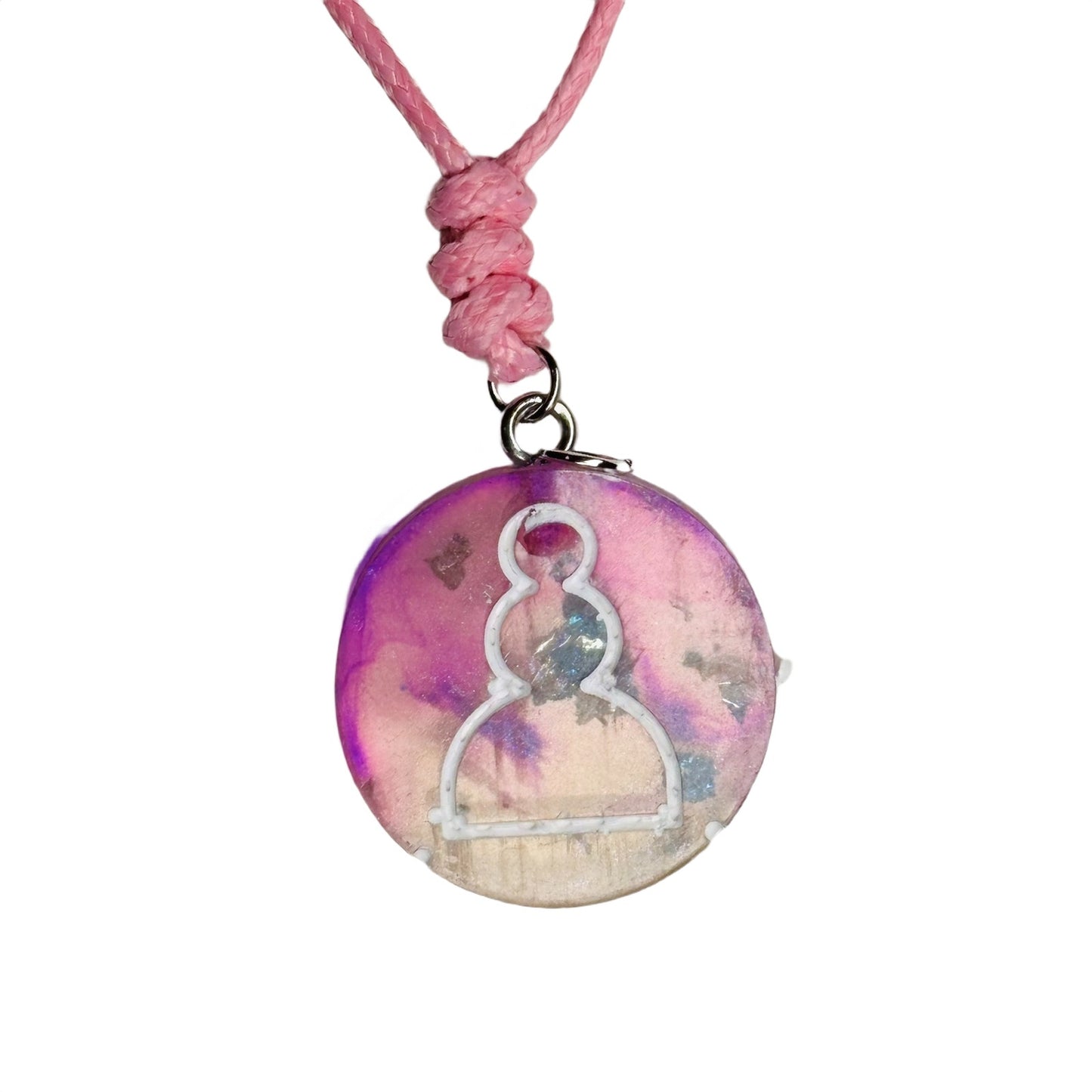 Fading Pink Pawn - Handmade Resin Chess Necklace