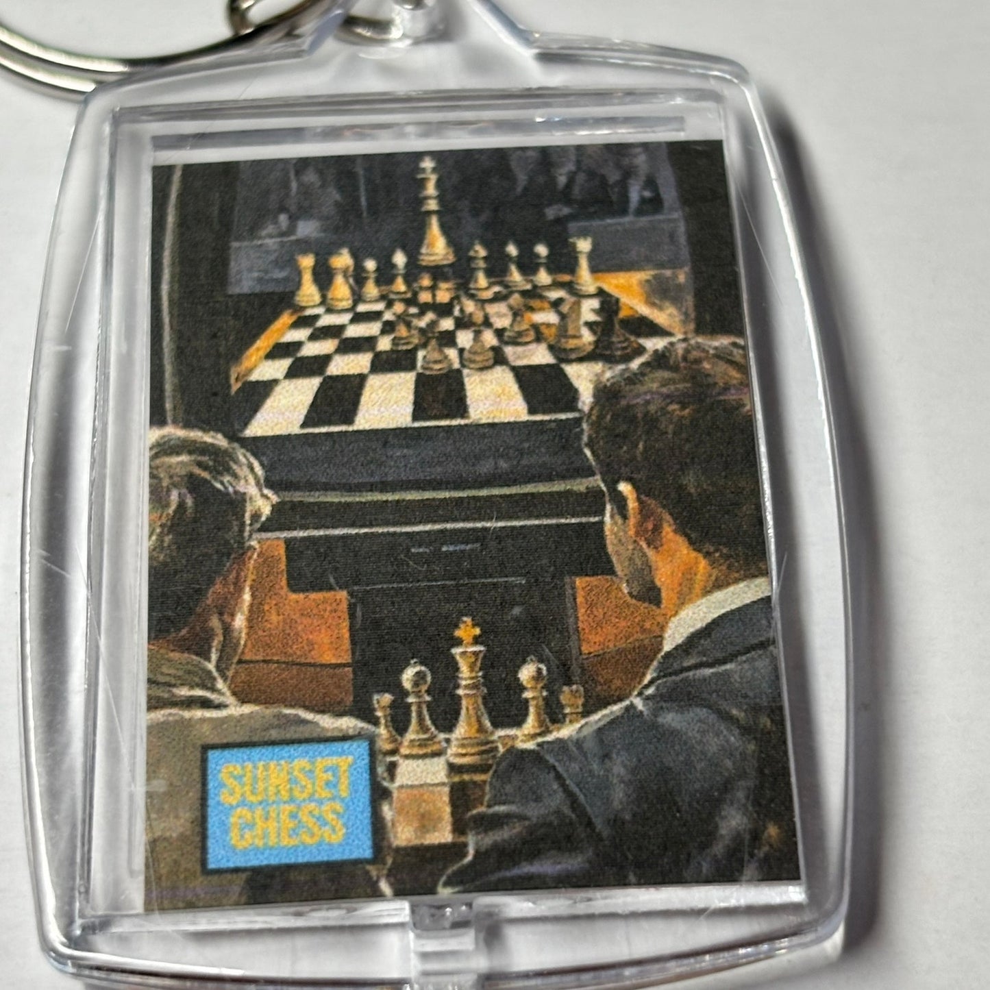 The Great Game - Sunset Chess Photo Keychain